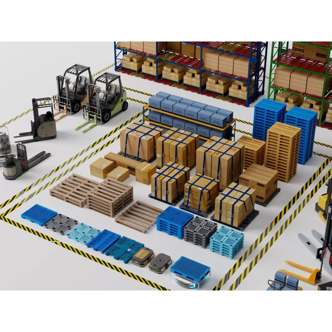 Warehouse Storage Racks 3D Model – PBR Game Ready Low-Poly Asset - View 13