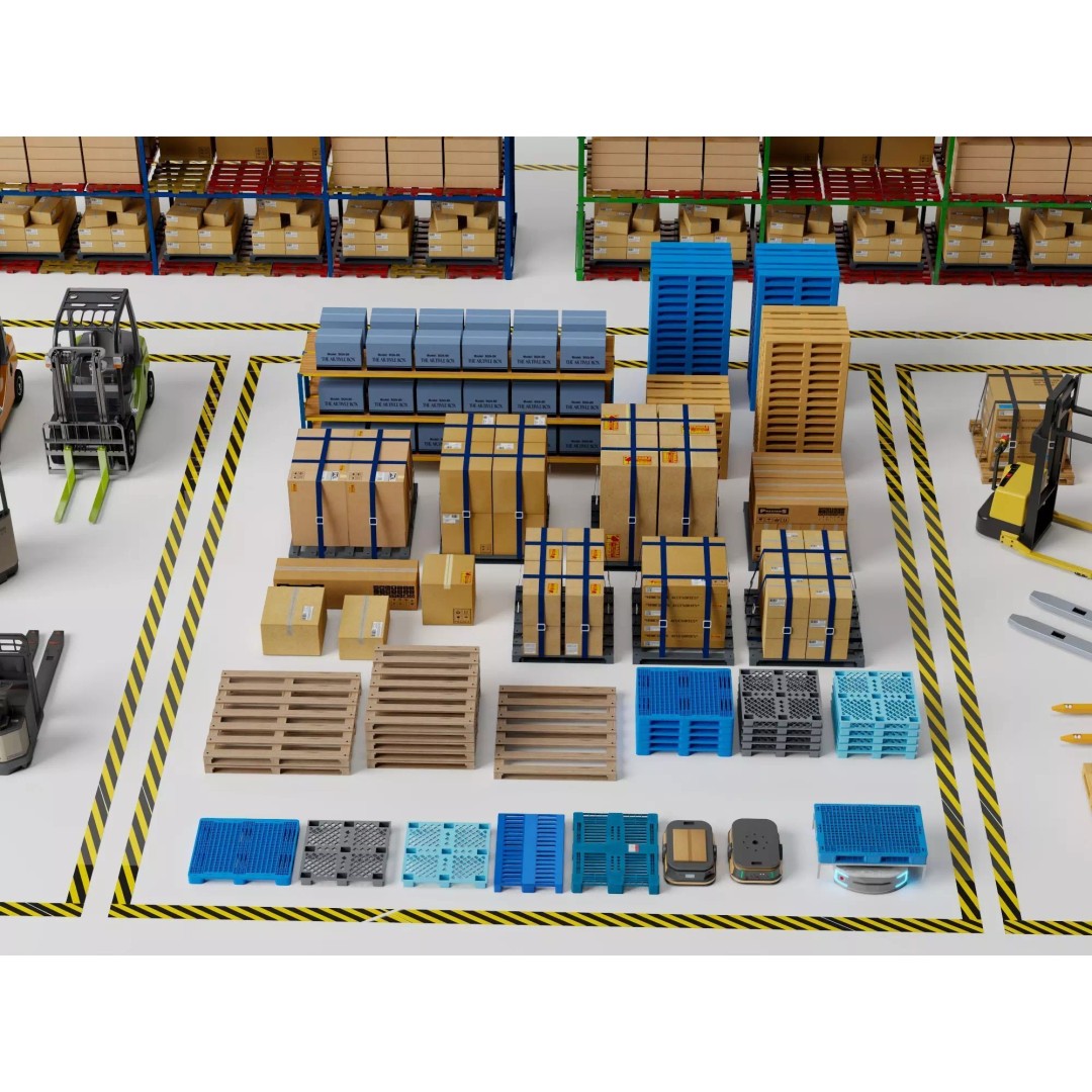 Warehouse Storage Racks 3D Model – PBR Game Ready Low-Poly Asset - View 15