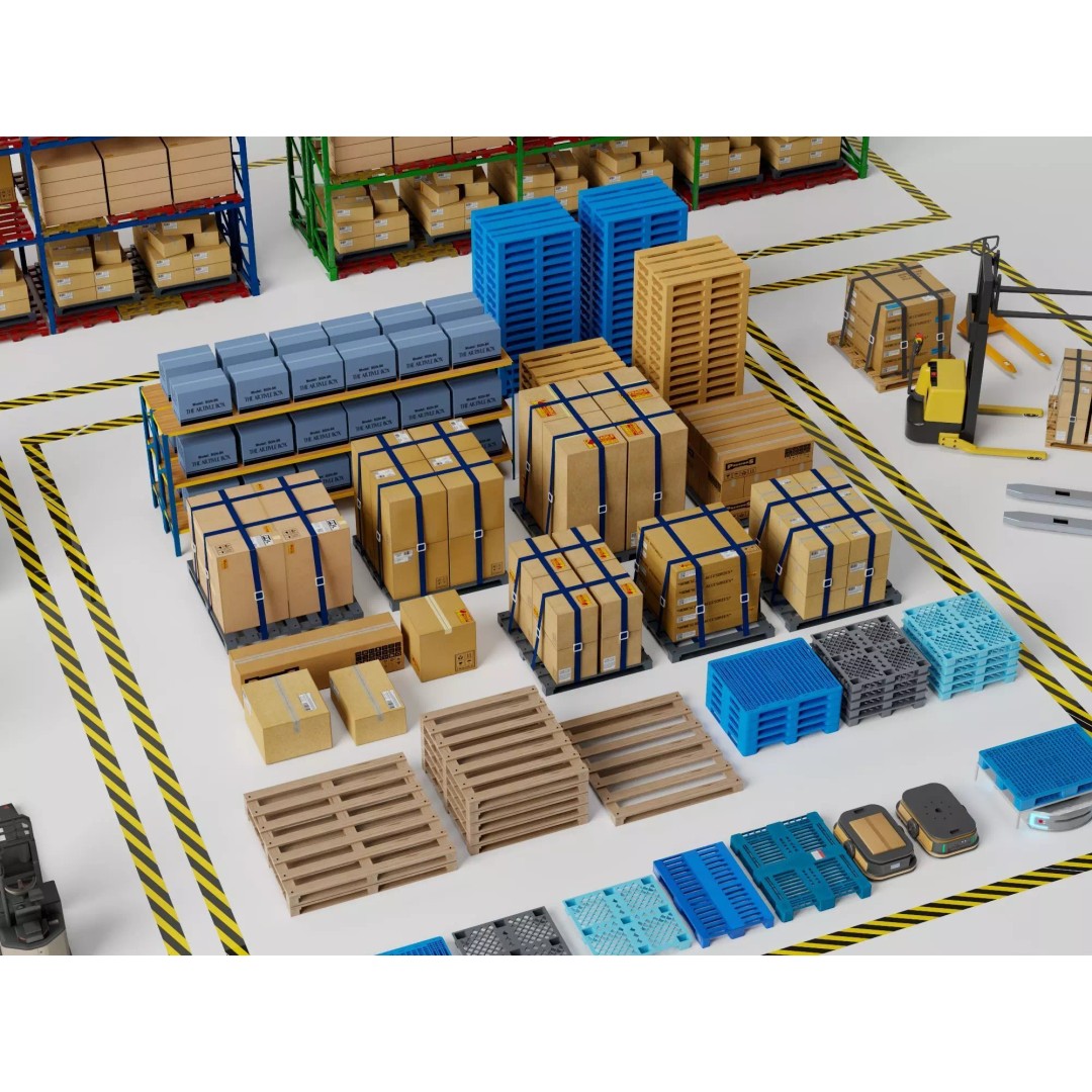 Warehouse Storage Racks 3D Model – PBR Game Ready Low-Poly Asset - View 18