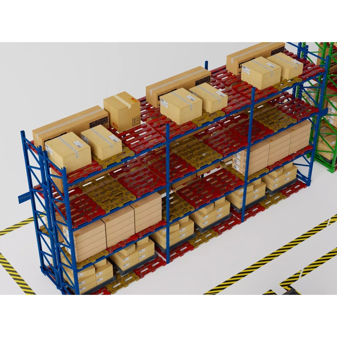 Warehouse Storage Racks 3D Model – PBR Game Ready Low-Poly Asset - View 20