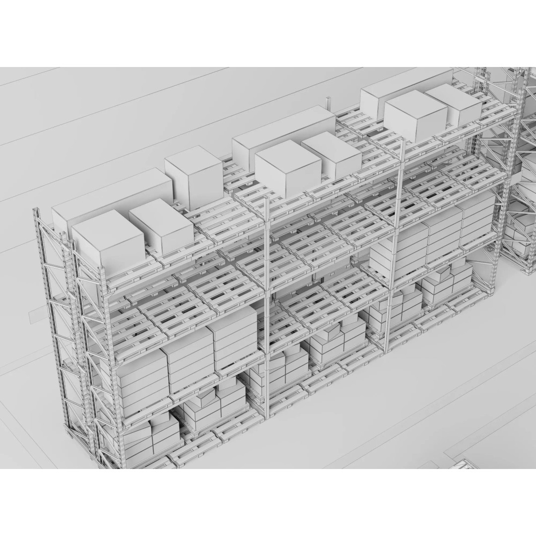 Warehouse Storage Racks 3D Model – PBR Game Ready Low-Poly Asset - View 28