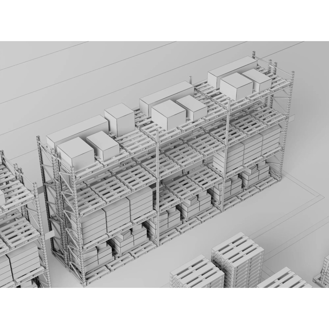 Warehouse Storage Racks 3D Model – PBR Game Ready Low-Poly Asset - View 29