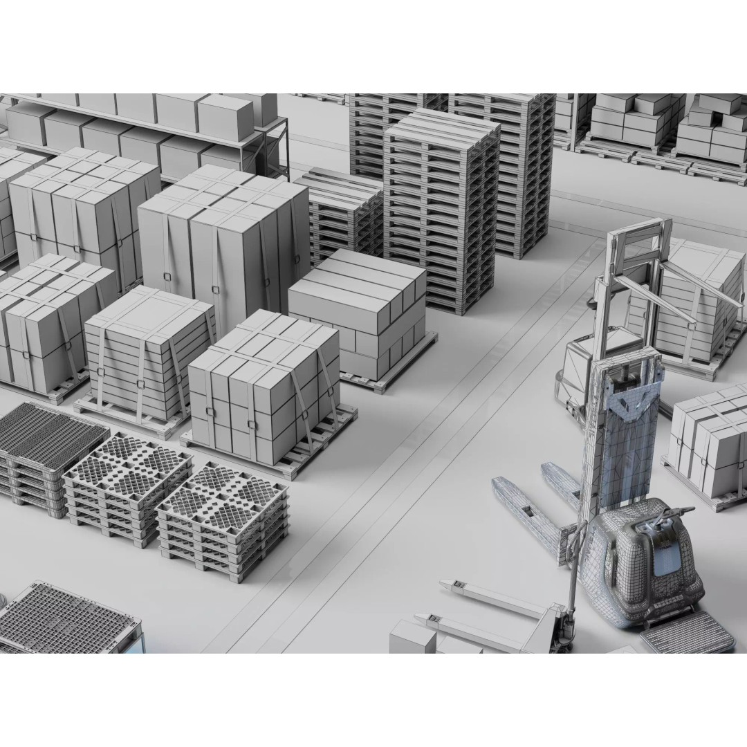 Warehouse Storage Racks 3D Model – PBR Game Ready Low-Poly Asset - View 30