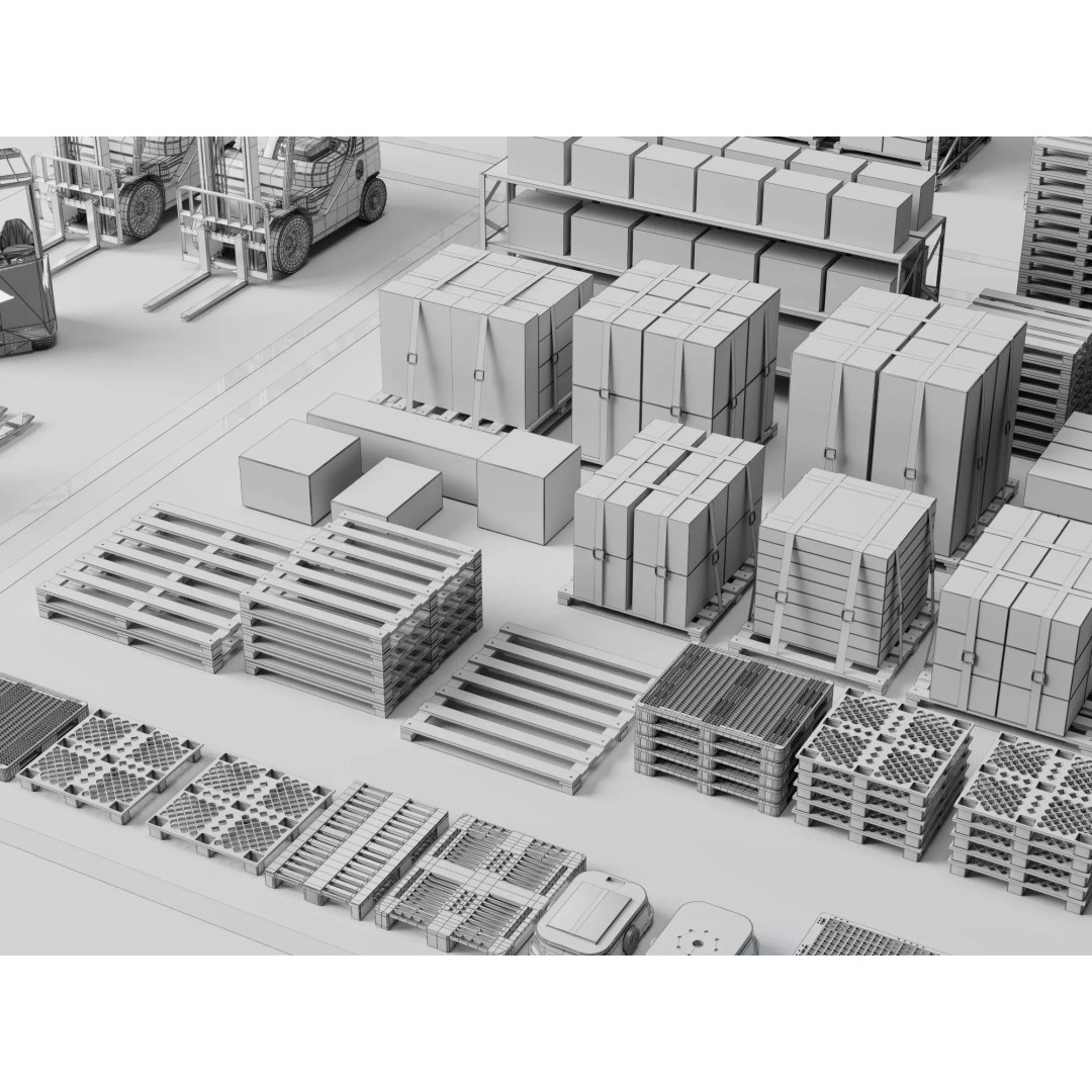 Warehouse Storage Racks 3D Model – PBR Game Ready Low-Poly Asset - View 31