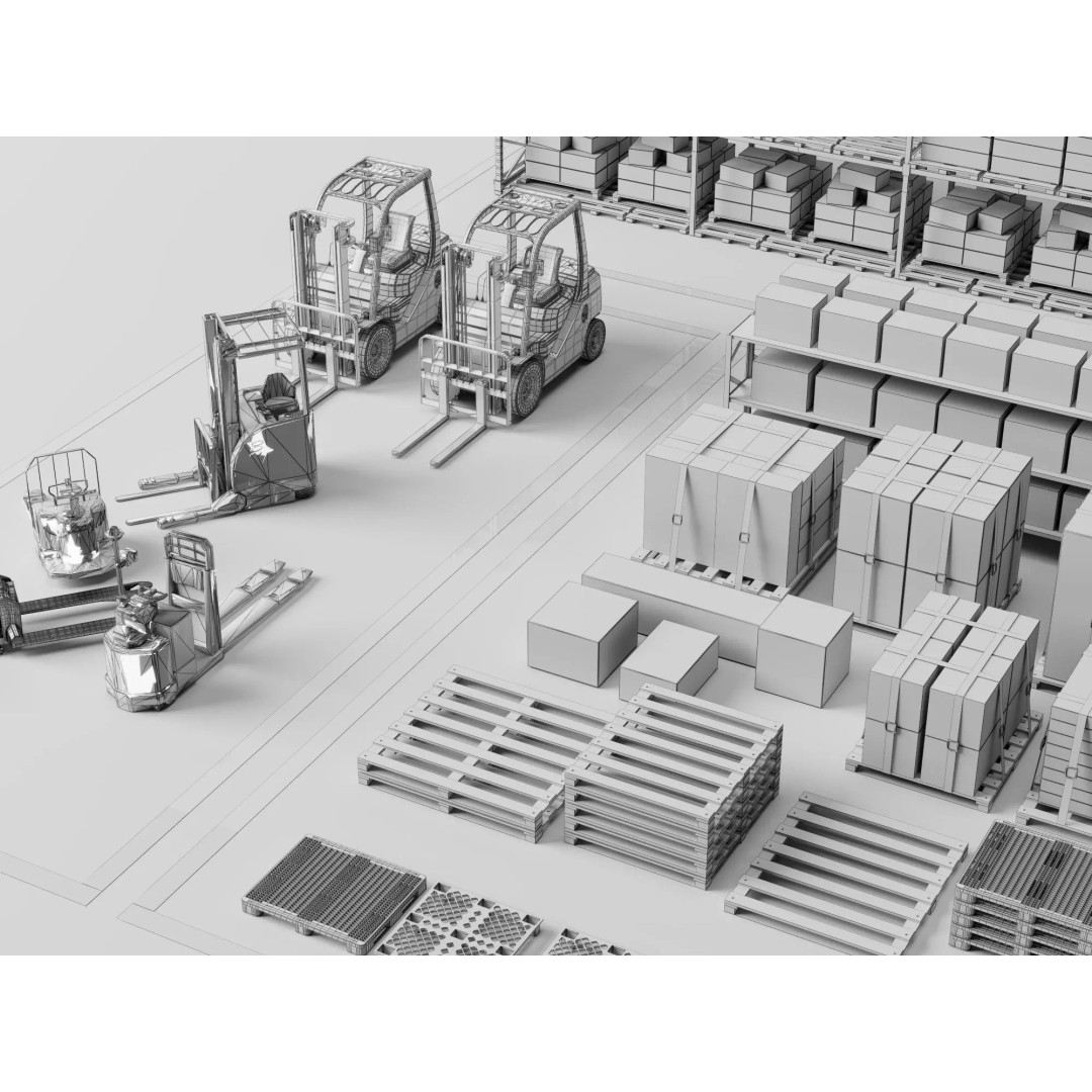 Warehouse Storage Racks 3D Model – PBR Game Ready Low-Poly Asset - View 32