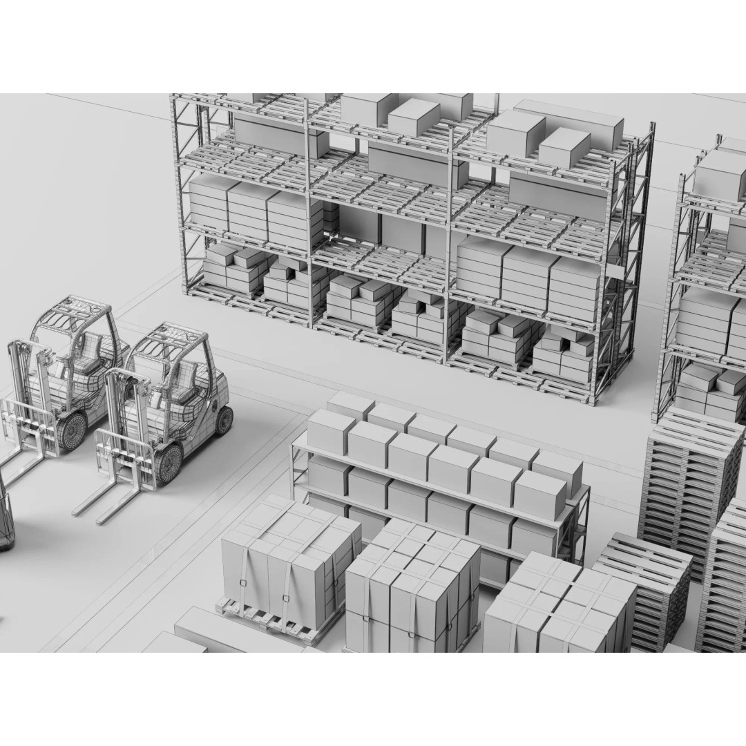Warehouse Storage Racks 3D Model – PBR Game Ready Low-Poly Asset - View 33