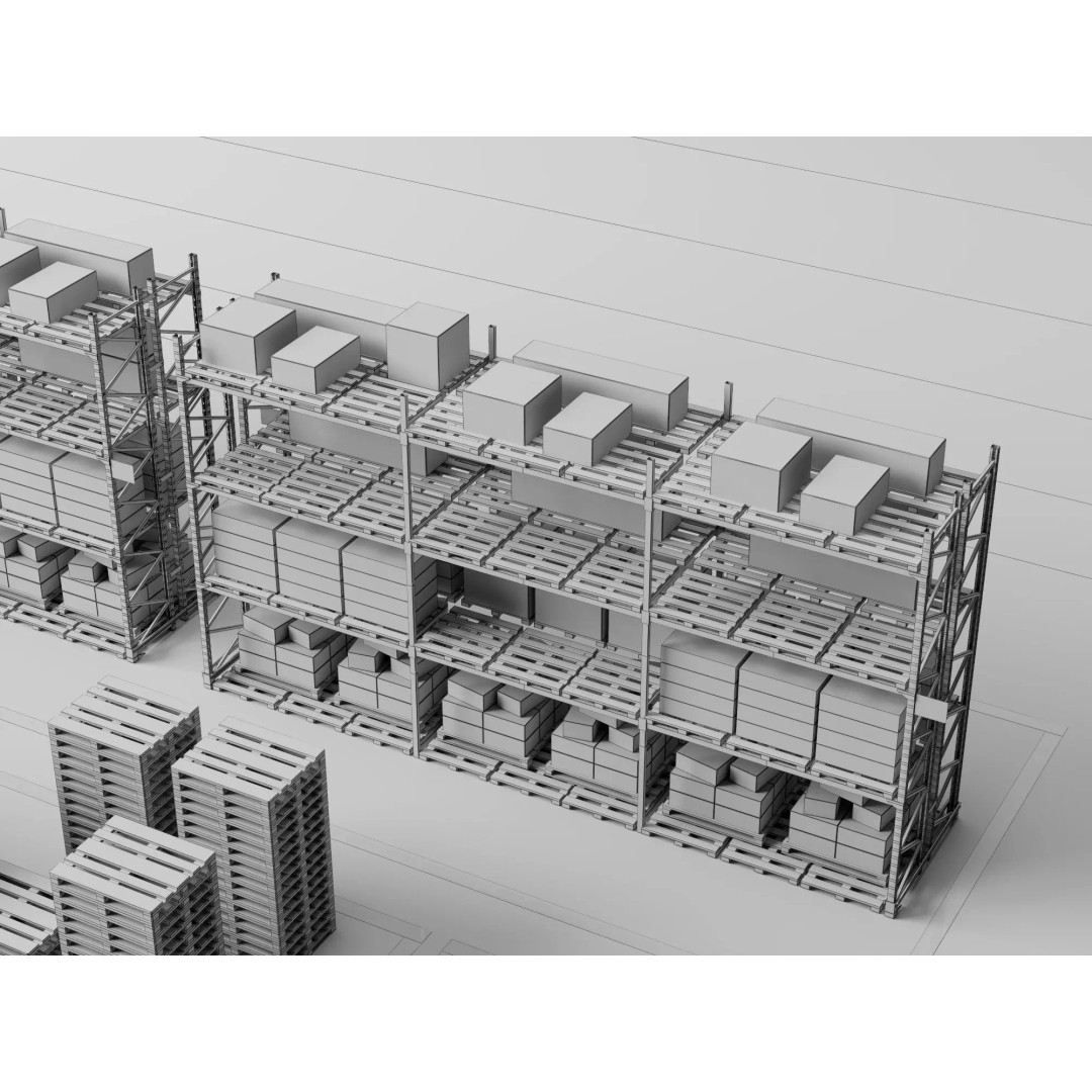 Warehouse Storage Racks 3D Model – PBR Game Ready Low-Poly Asset - View 35