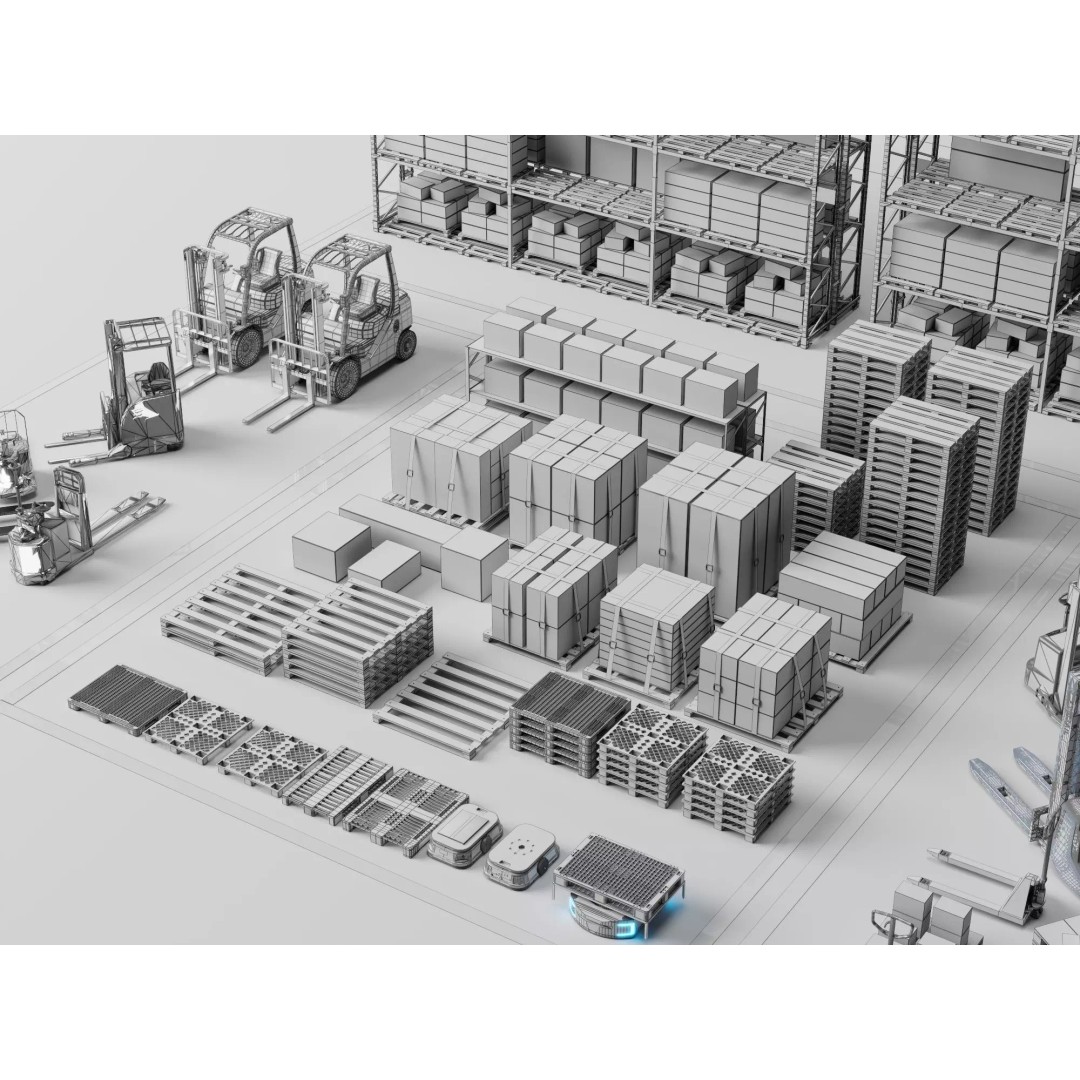 Warehouse Storage Racks 3D Model – PBR Game Ready Low-Poly Asset - View 38