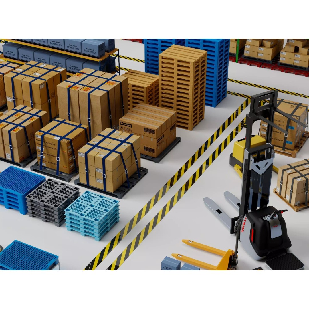Warehouse Storage Racks 3D Model – PBR Game Ready Low-Poly Asset - View 5