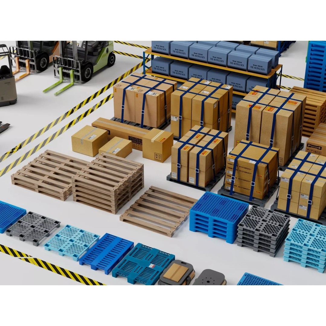 Warehouse Storage Racks 3D Model – PBR Game Ready Low-Poly Asset - View 6