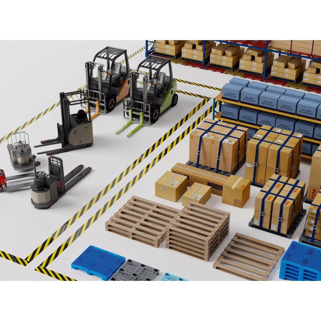 Warehouse Storage Racks 3D Model – PBR Game Ready Low-Poly Asset - View 7