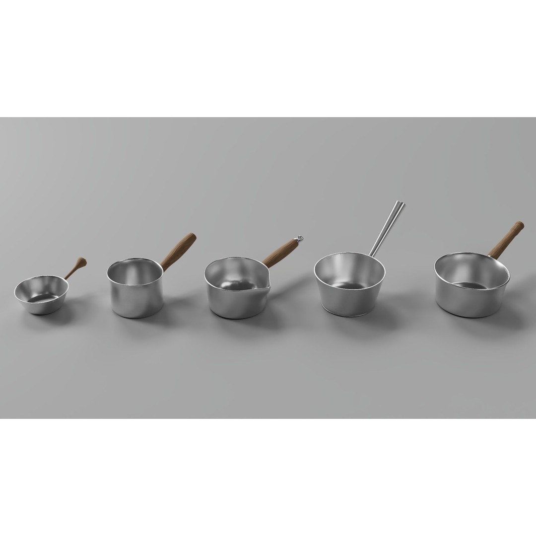 Stylized Pots and Pans 3D Model – Low Poly Kitchenware, FBX, OBJ - View 6