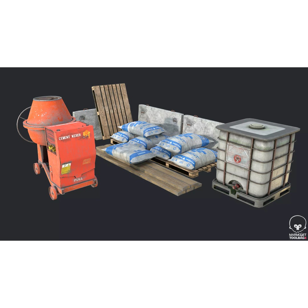 Concrete Mixer 3D Model – Low Poly Industrial Asset, FBX, OBJ - View 2