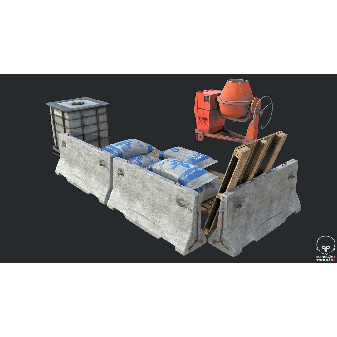 Concrete Mixer 3D Model – Low Poly Industrial Asset, FBX, OBJ - View 4