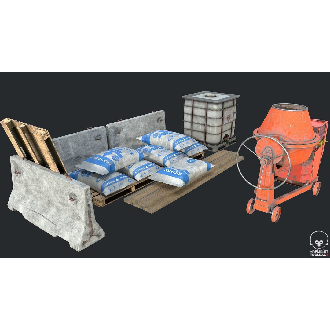 Concrete Mixer 3D Model – Low Poly Industrial Asset, FBX, OBJ - View 5