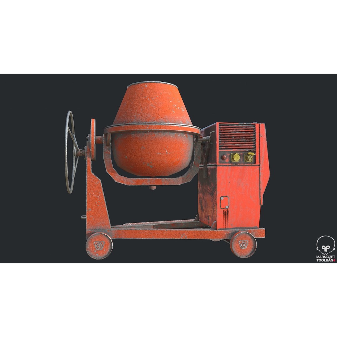 Concrete Mixer 3D Model – Low Poly Industrial Asset, FBX, OBJ - View 6