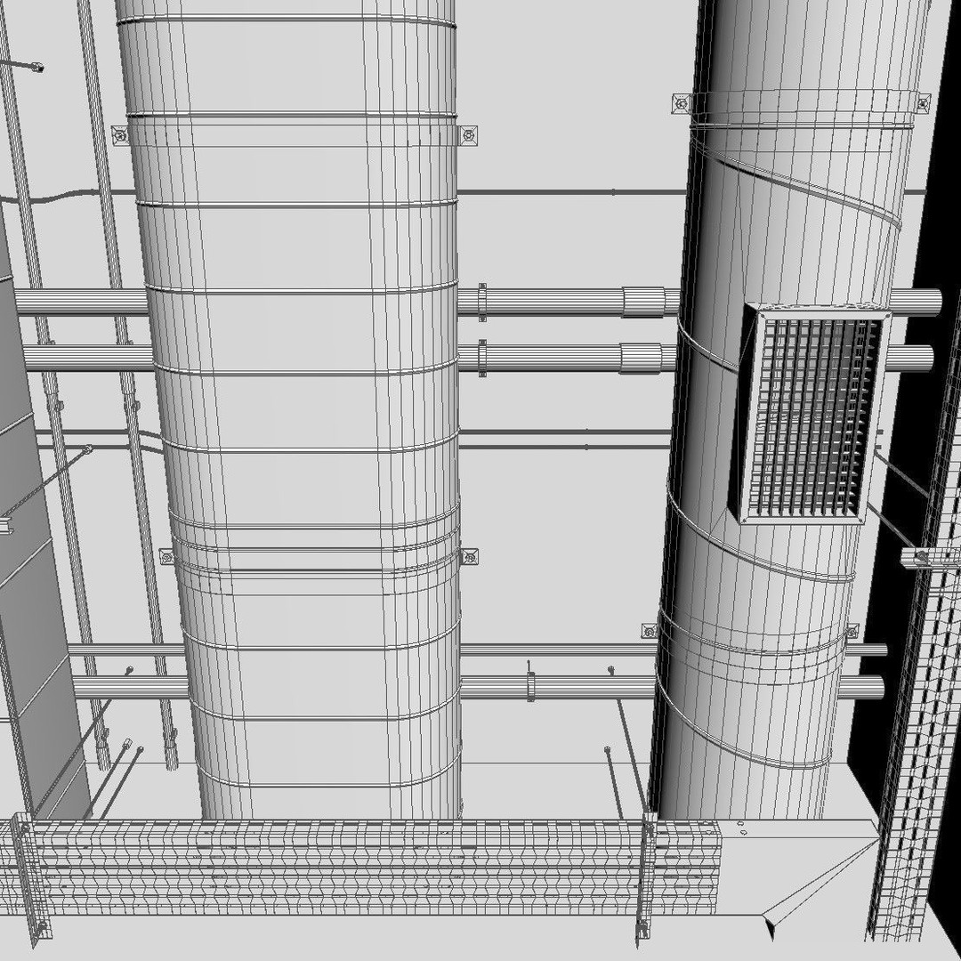 Ventilation System 3D Model – Multi-Colored Ducts and Ceilings, FBX - View 27