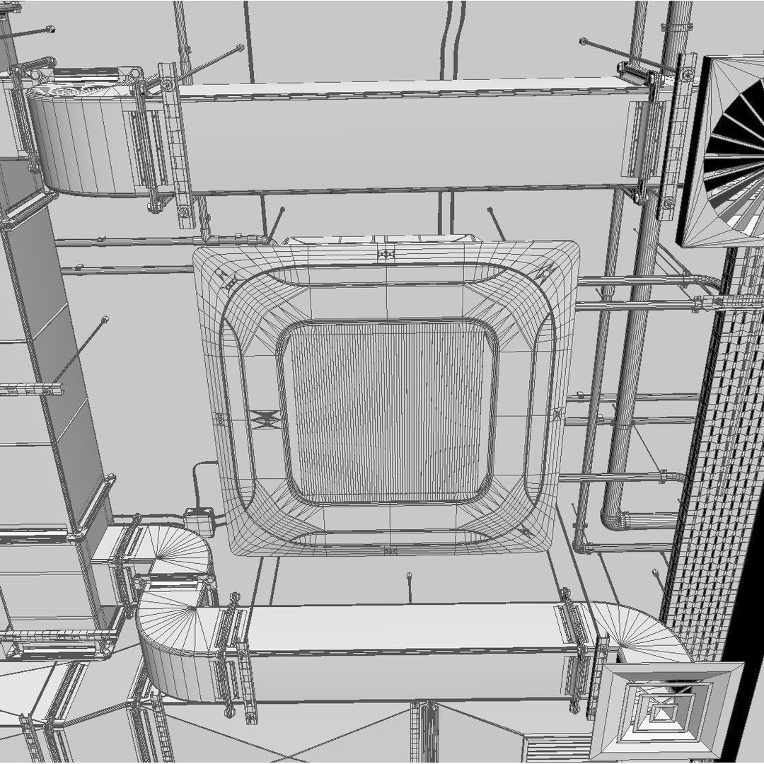 Ventilation System 3D Model – Multi-Colored Ducts and Ceilings, FBX - View 28