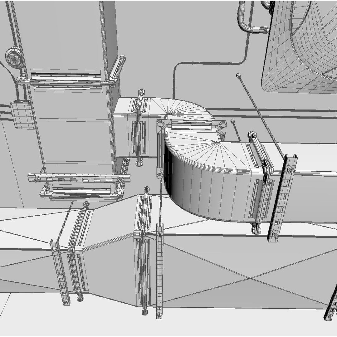 Ventilation System 3D Model – Multi-Colored Ducts and Ceilings, FBX - View 31