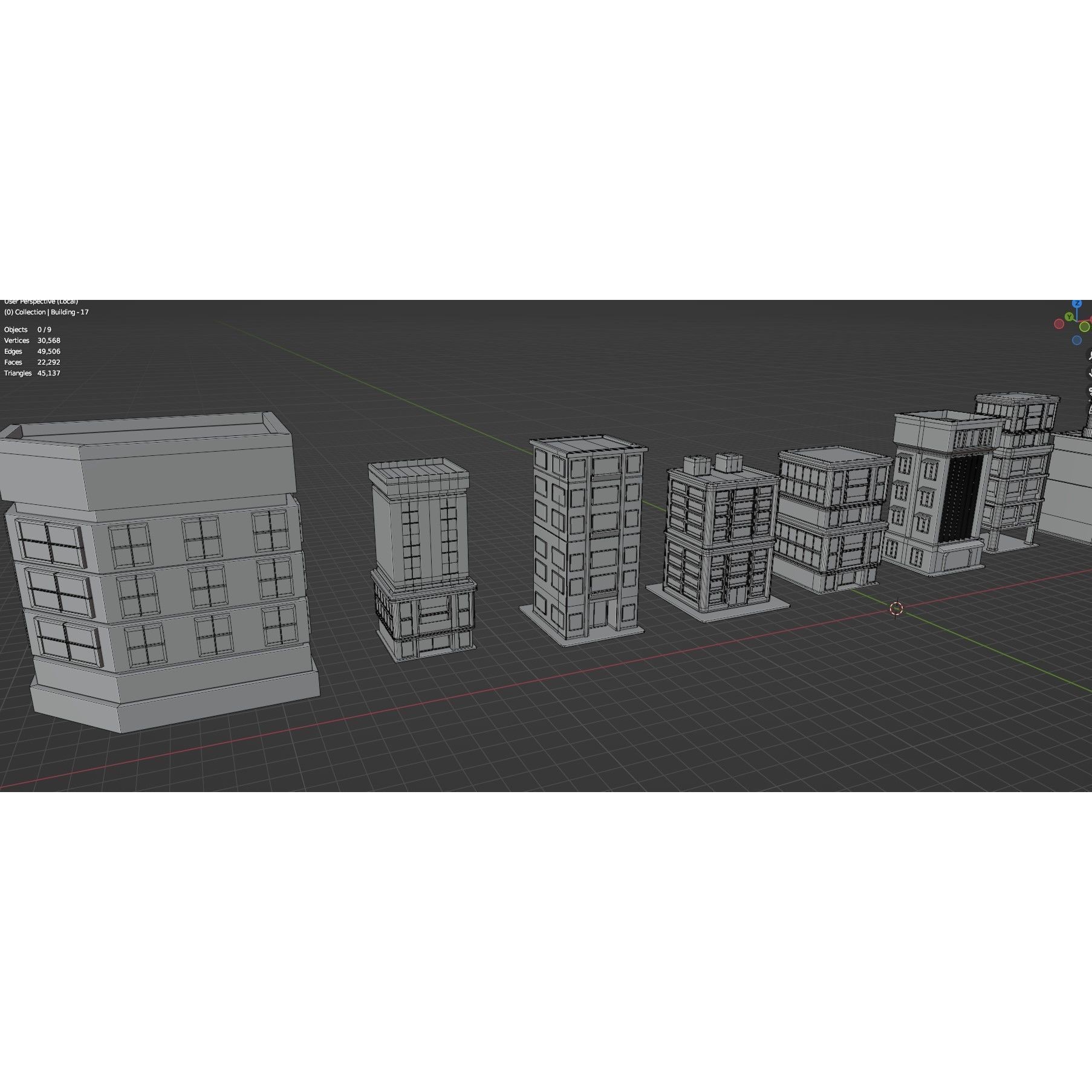 Low Poly City Buildings Pack - Low-Poly Game-Ready 3D Model - View 101