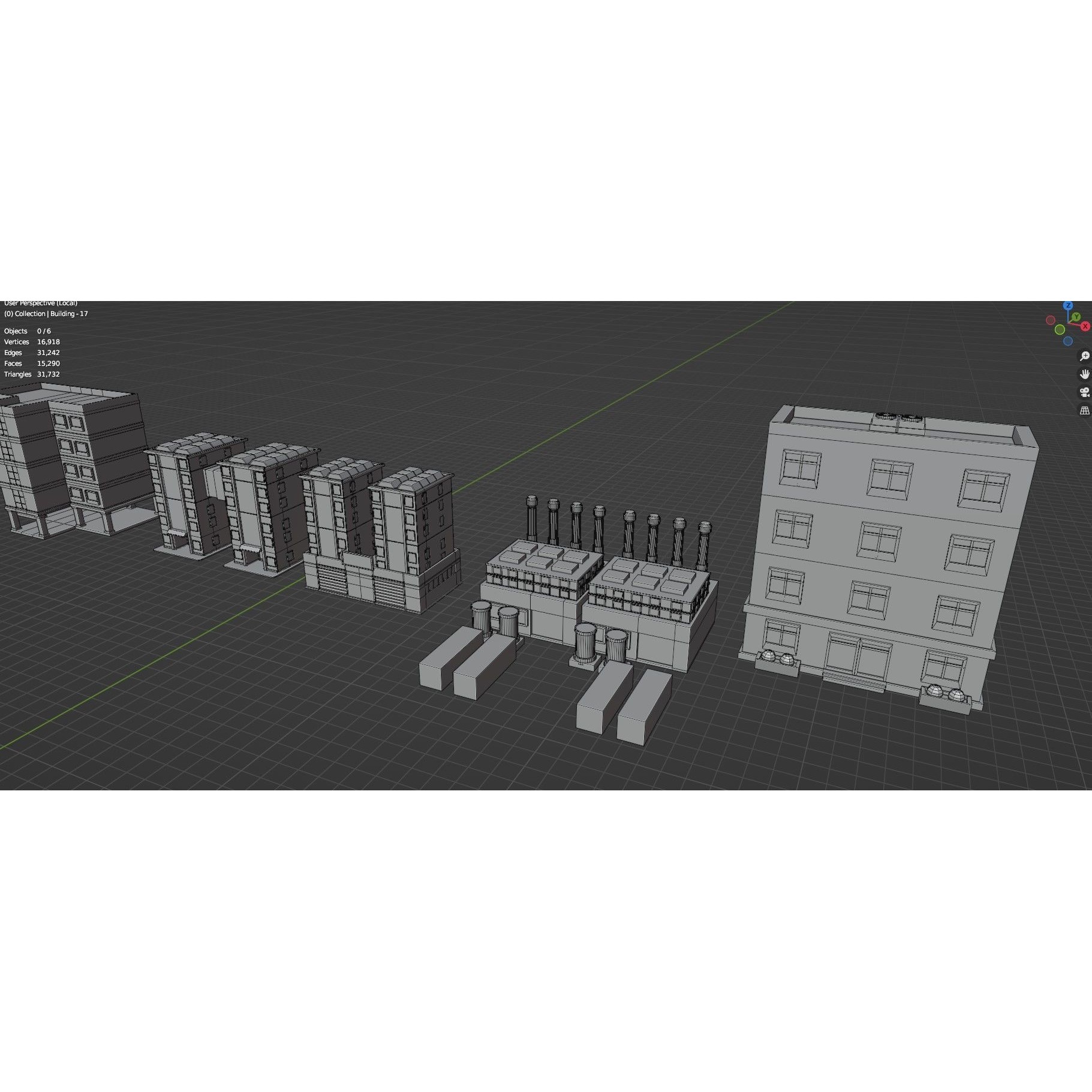 Low Poly City Buildings Pack - Low-Poly Game-Ready 3D Model - View 109