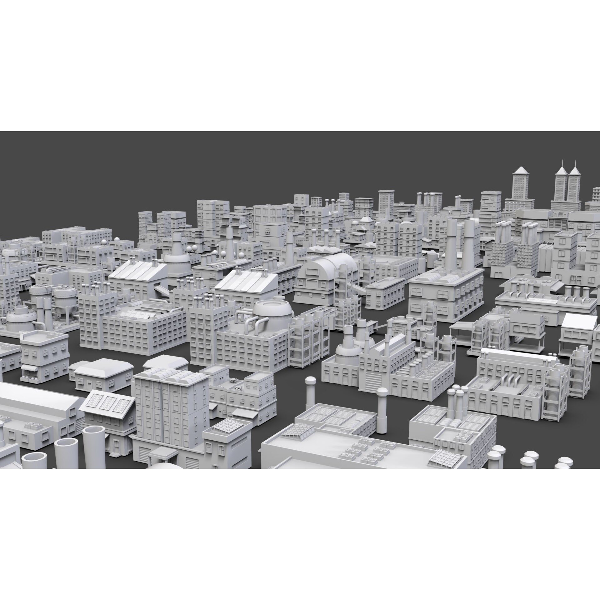 Low Poly City Buildings Pack - Low-Poly Game-Ready 3D Model - View 11