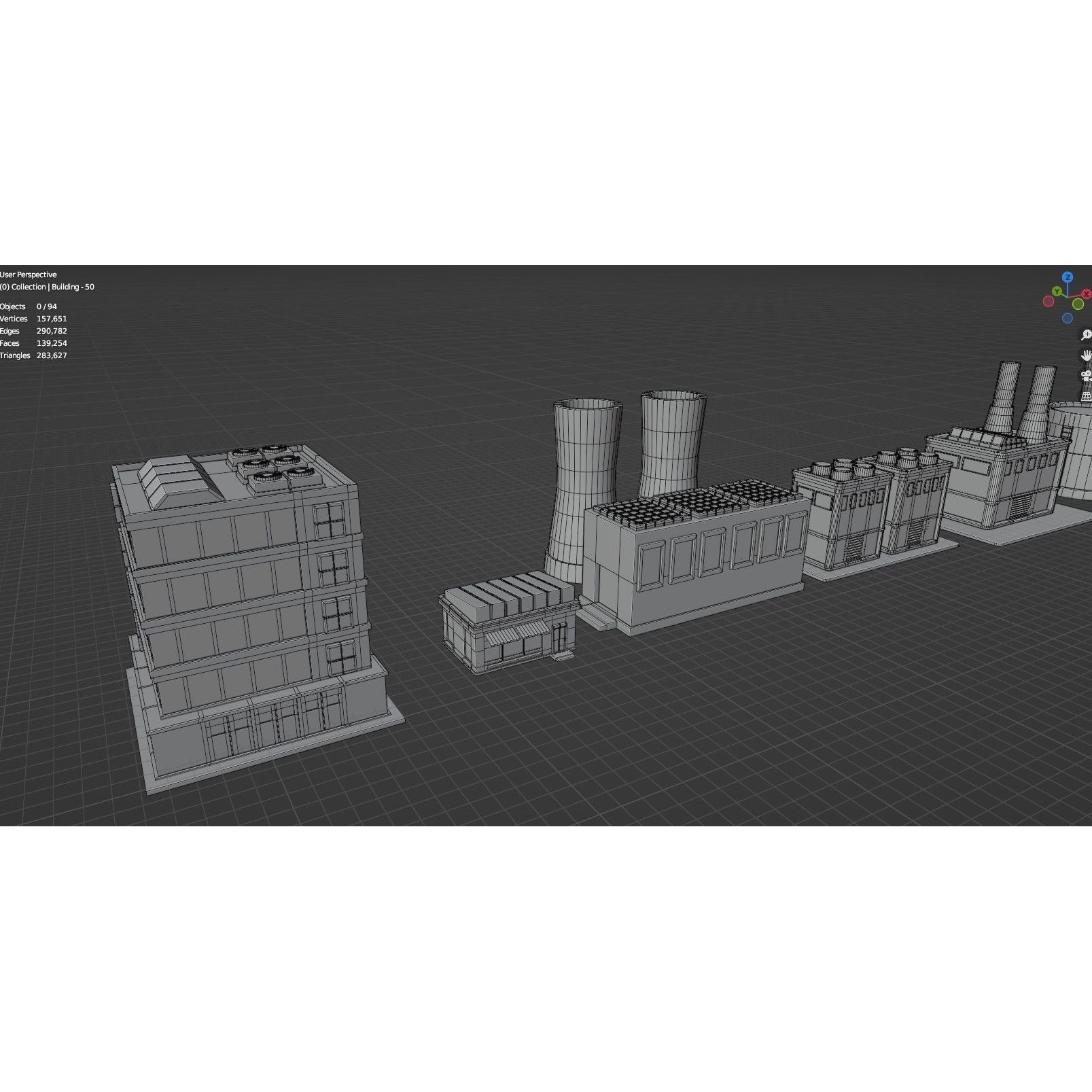 Low Poly City Buildings Pack - Low-Poly Game-Ready 3D Model - View 113