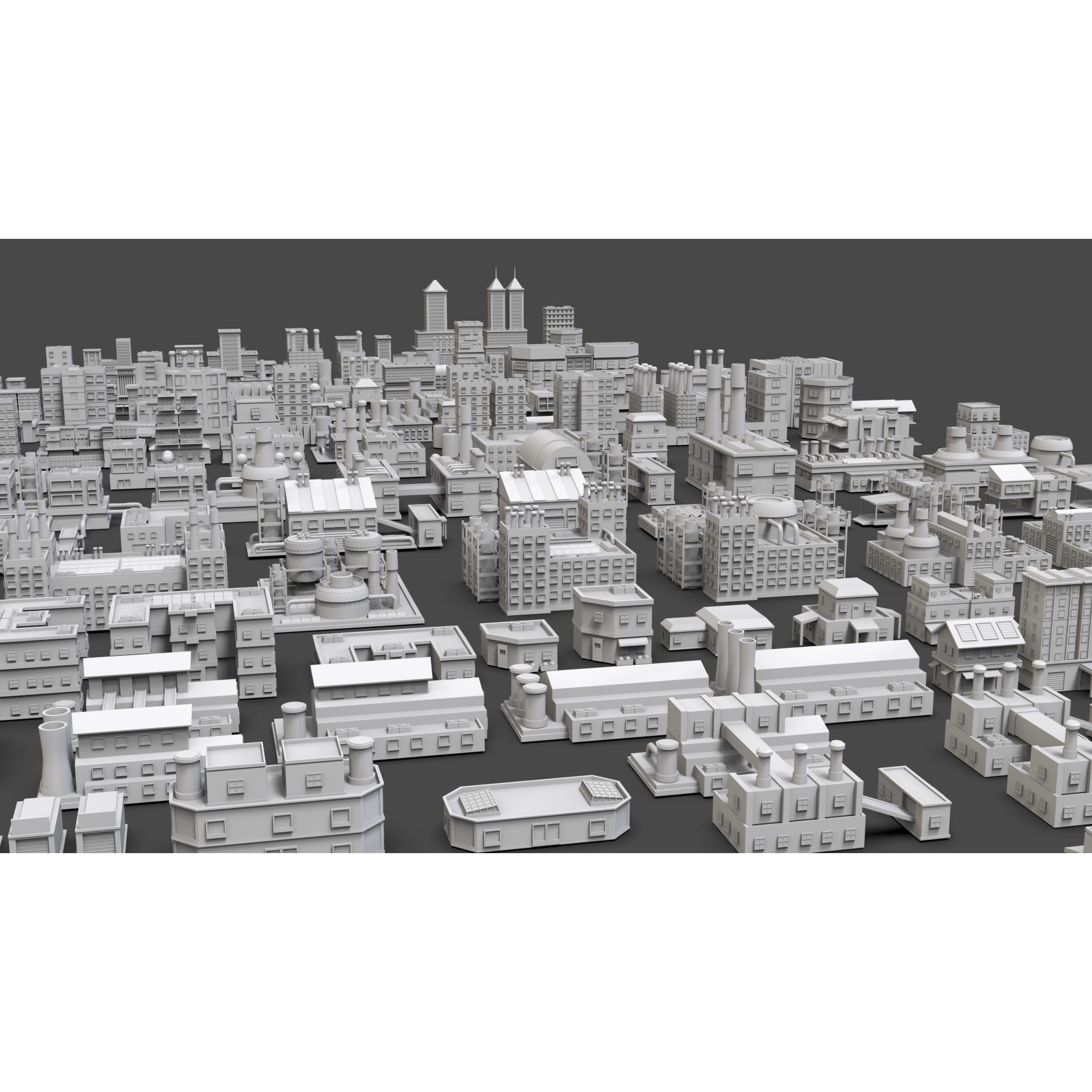 Low Poly City Buildings Pack - Low-Poly Game-Ready 3D Model - View 12