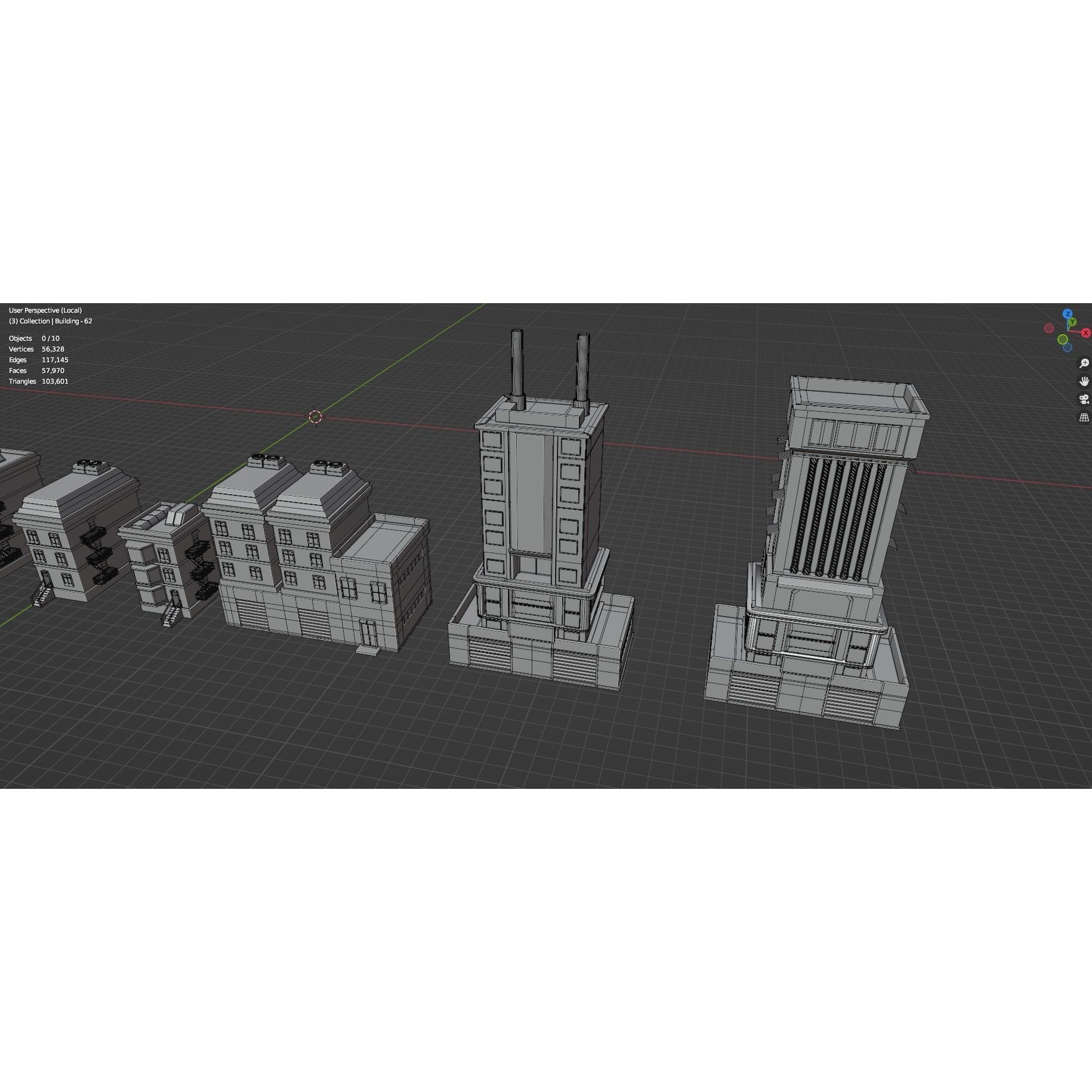 Low Poly City Buildings Pack - Low-Poly Game-Ready 3D Model - View 126