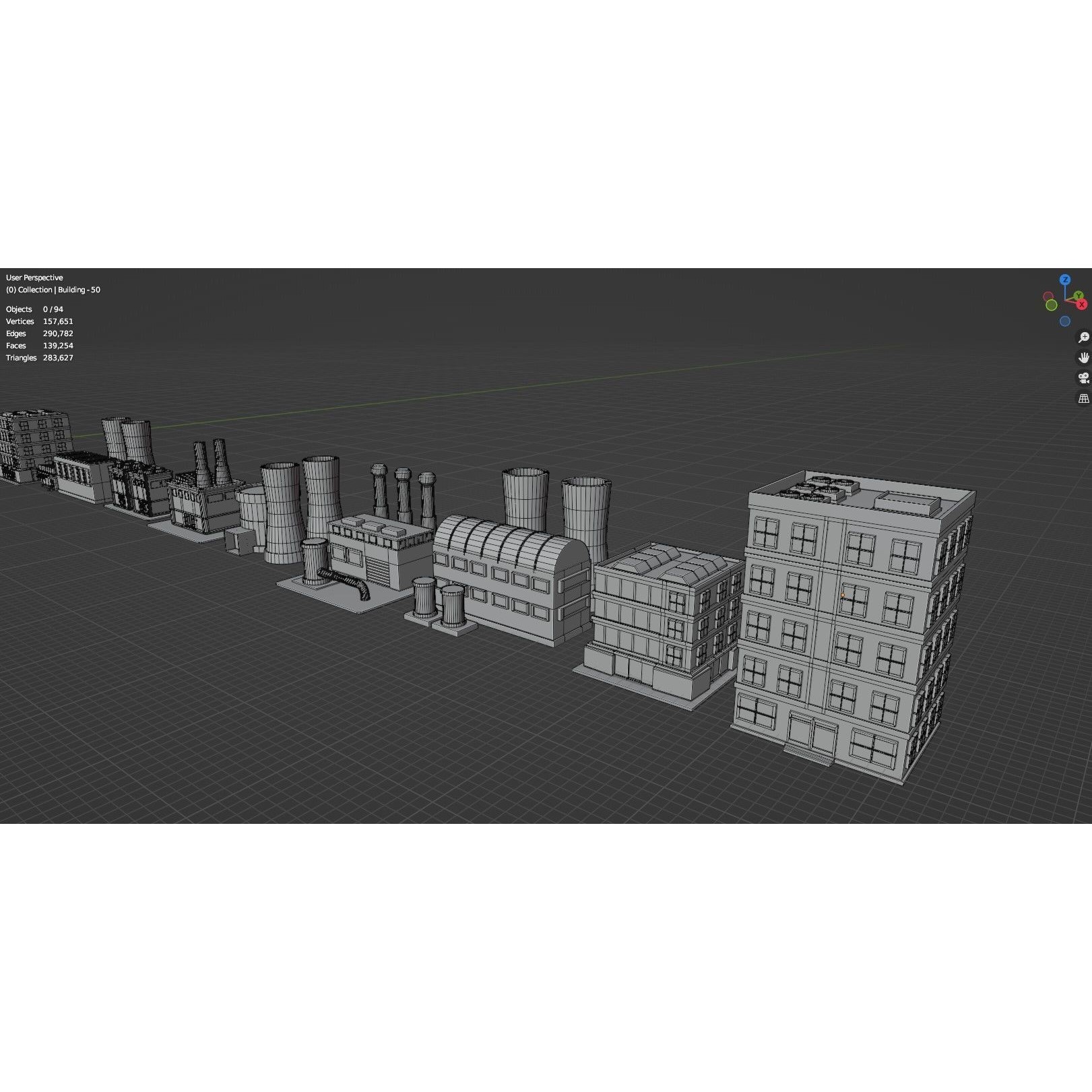 Low Poly City Buildings Pack - Low-Poly Game-Ready 3D Model - View 127