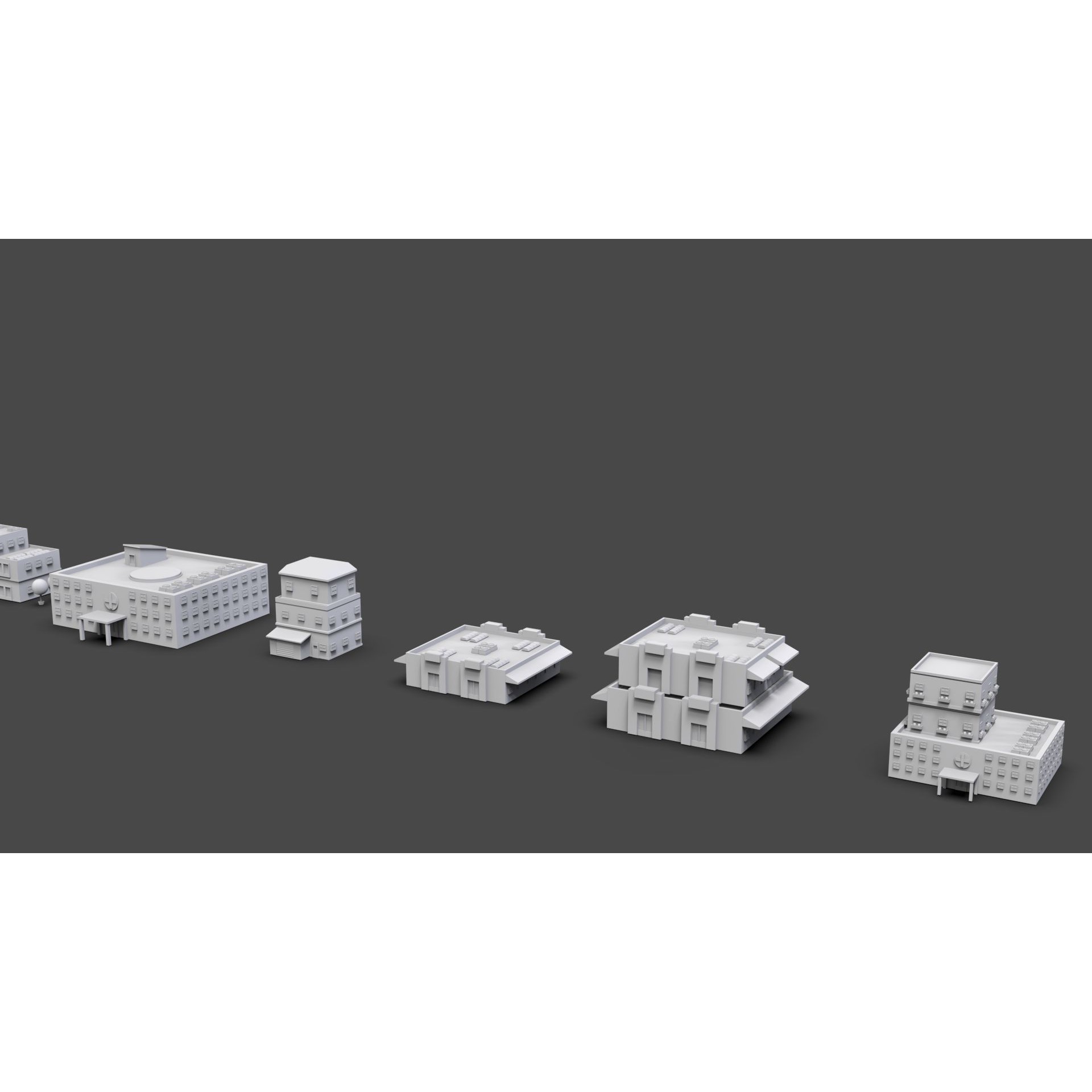 Low Poly City Buildings Pack - Low-Poly Game-Ready 3D Model - View 13