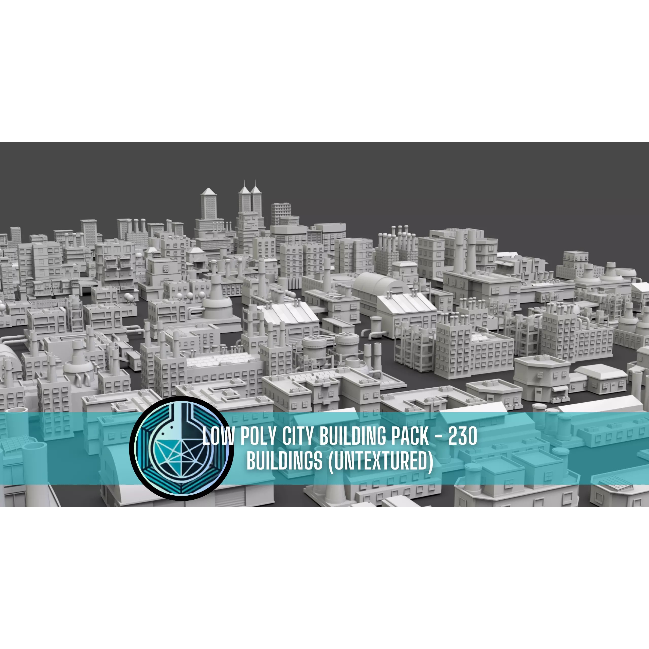 Low Poly City Buildings Pack - Low-Poly Game-Ready 3D Model - View 2