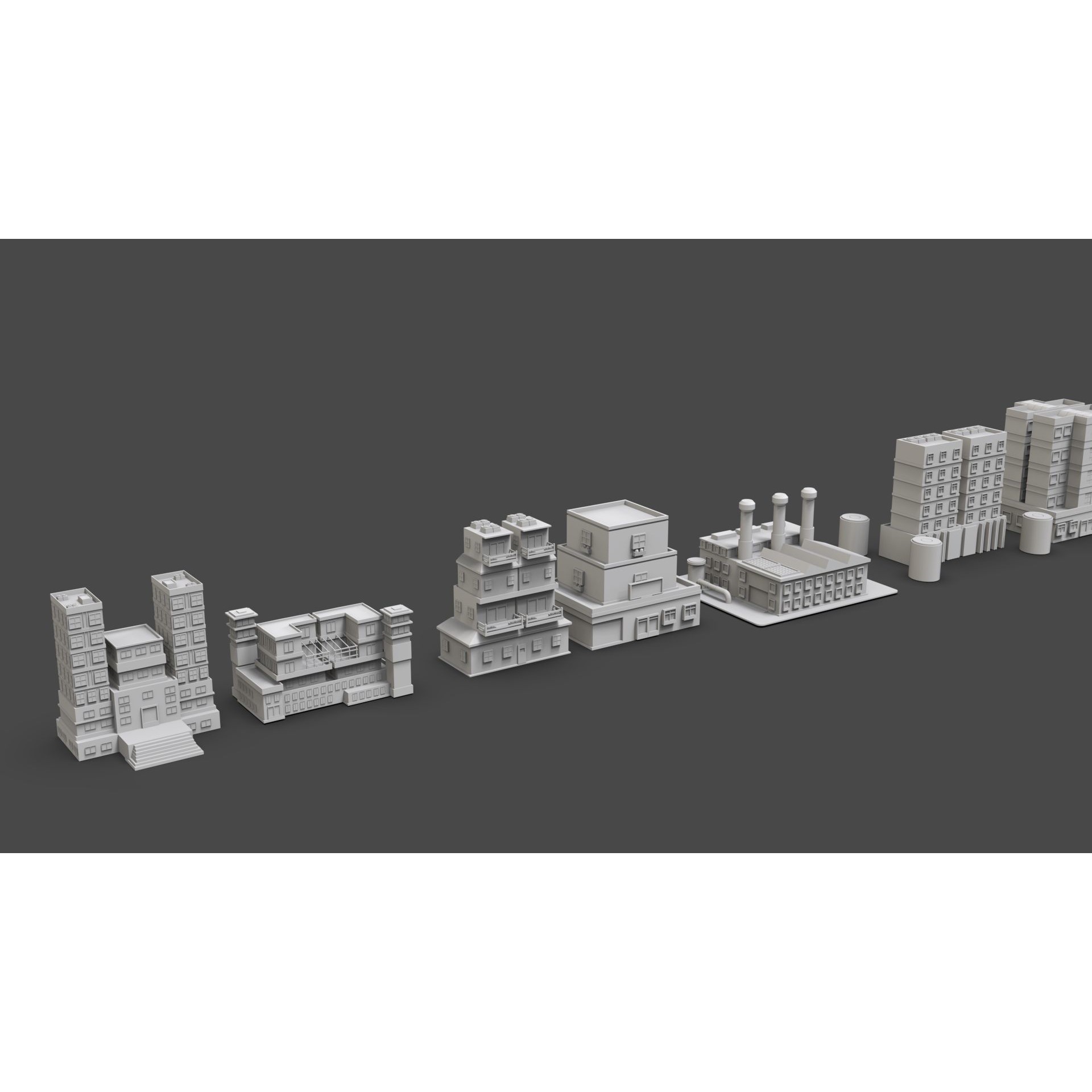 Low Poly City Buildings Pack - Low-Poly Game-Ready 3D Model - View 21