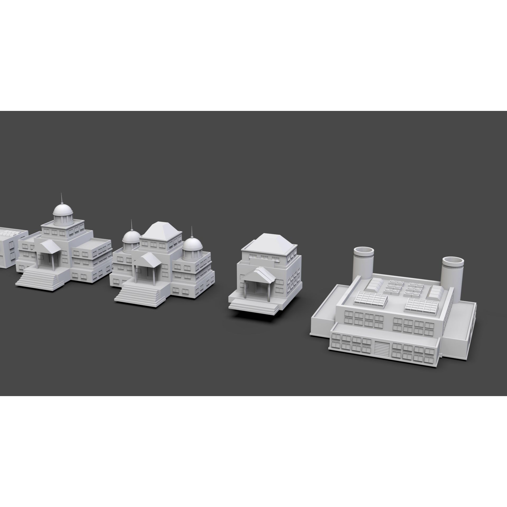 Low Poly City Buildings Pack - Low-Poly Game-Ready 3D Model - View 23