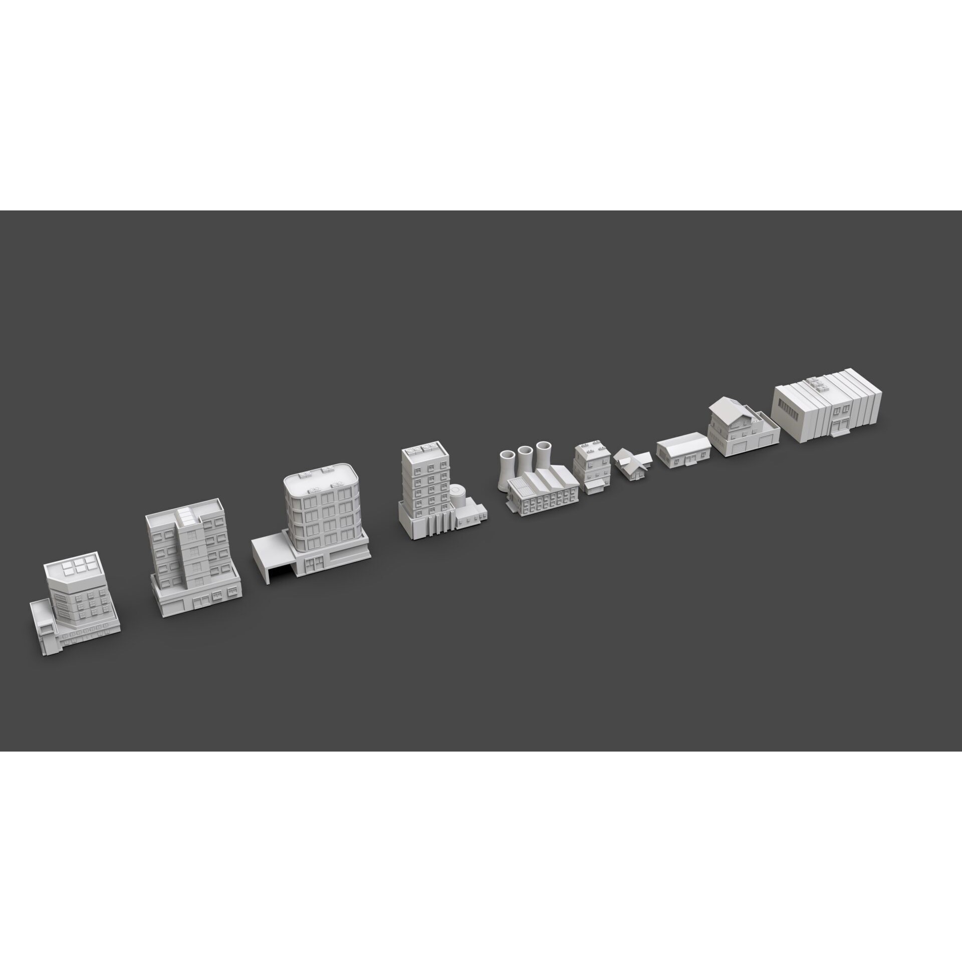 Low Poly City Buildings Pack - Low-Poly Game-Ready 3D Model - View 24