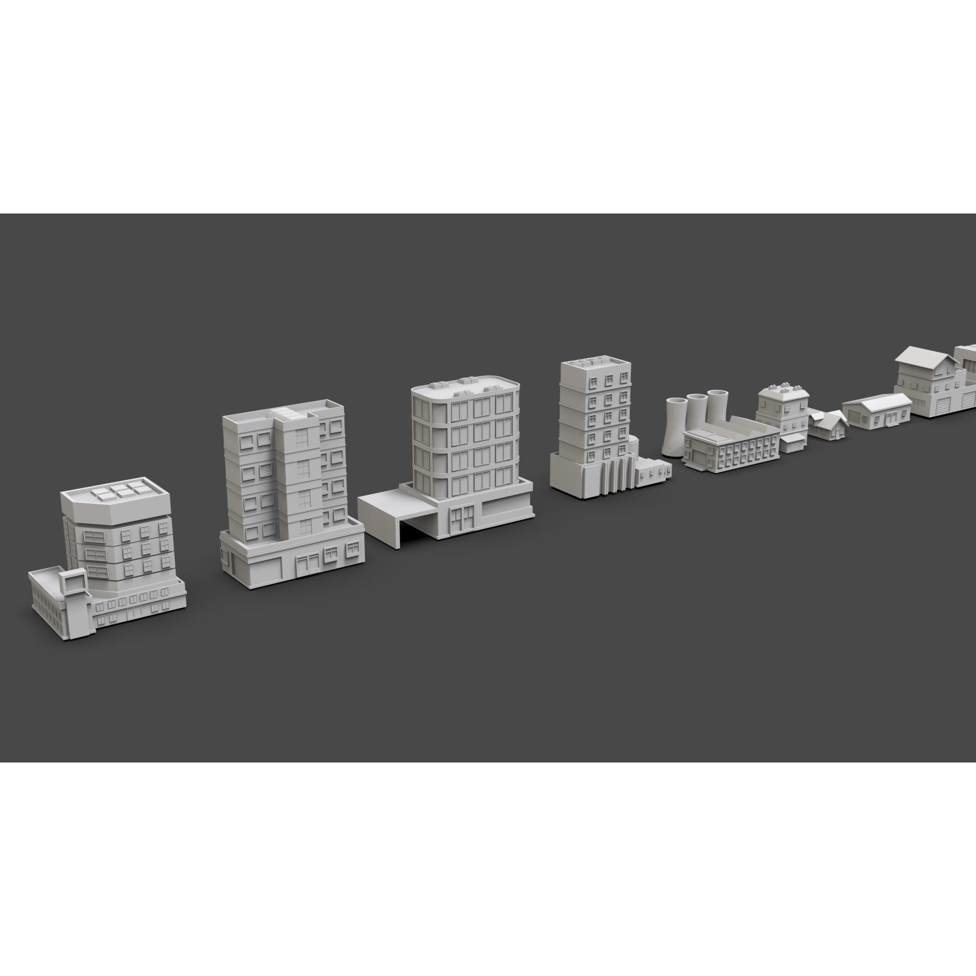 Low Poly City Buildings Pack - Low-Poly Game-Ready 3D Model - View 27