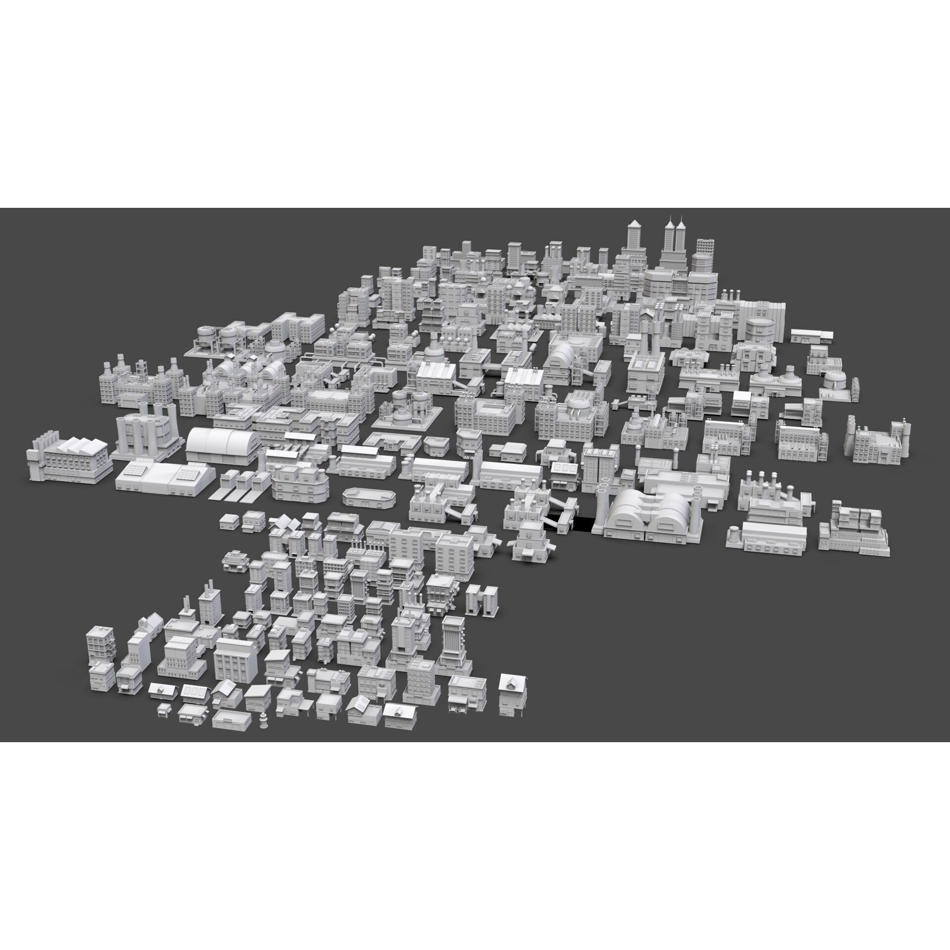 Low Poly City Buildings Pack - Low-Poly Game-Ready 3D Model - View 3