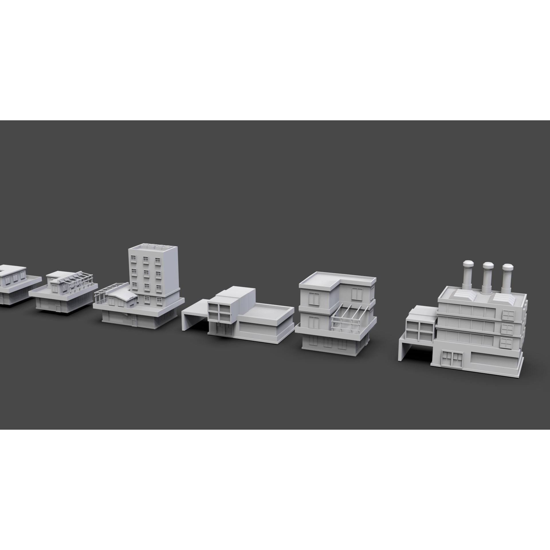 Low Poly City Buildings Pack - Low-Poly Game-Ready 3D Model - View 37