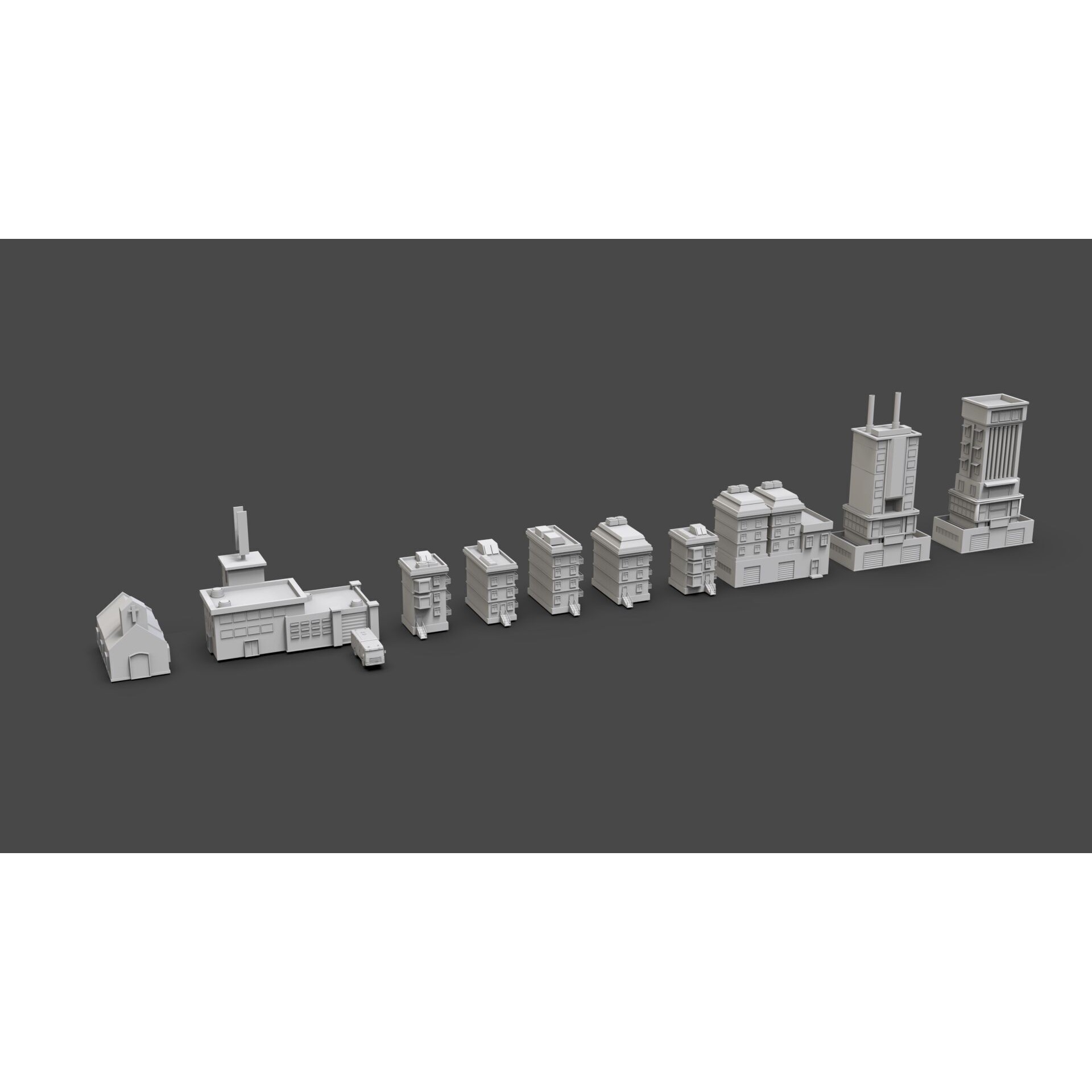 Low Poly City Buildings Pack - Low-Poly Game-Ready 3D Model - View 38