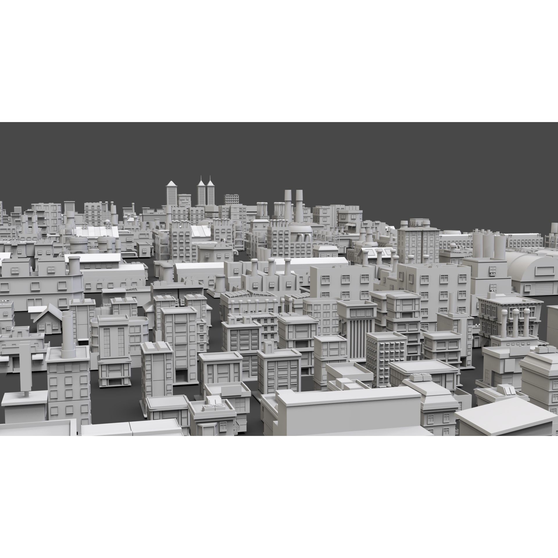 Low Poly City Buildings Pack - Low-Poly Game-Ready 3D Model - View 4