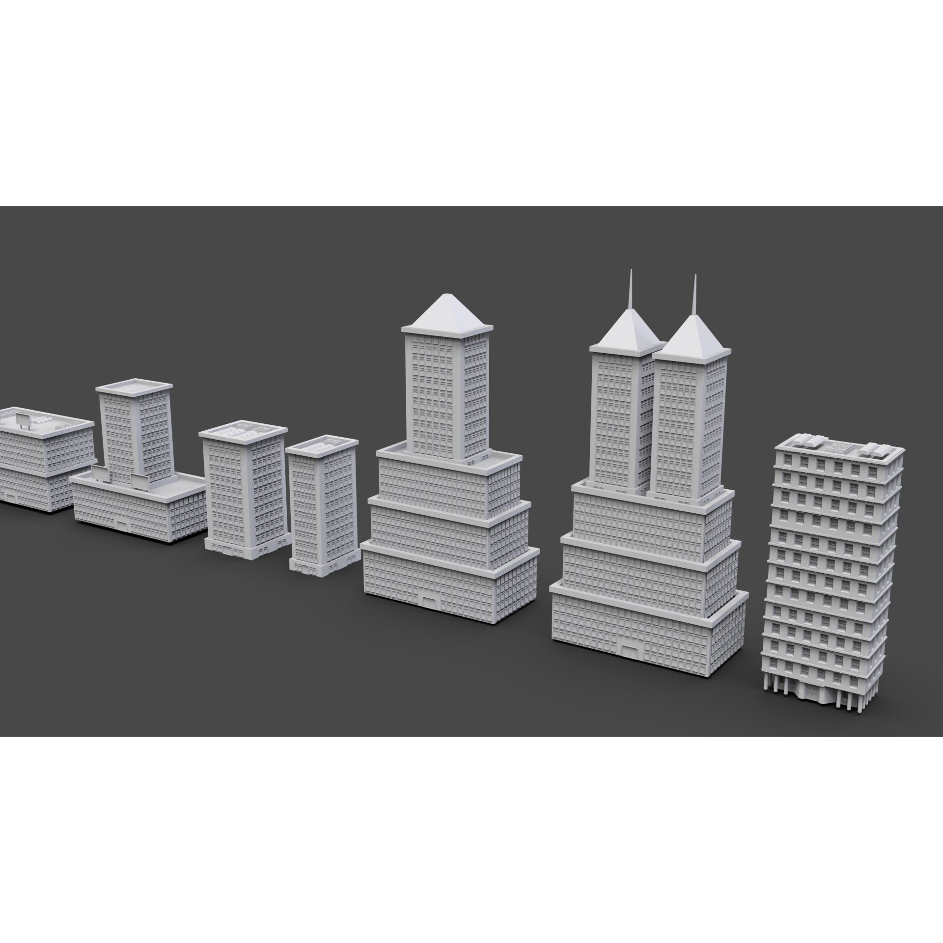Low Poly City Buildings Pack - Low-Poly Game-Ready 3D Model - View 40