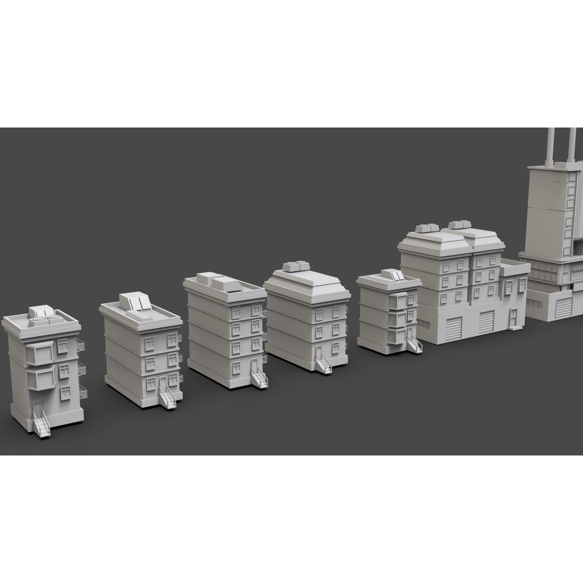 Low Poly City Buildings Pack - Low-Poly Game-Ready 3D Model - View 44