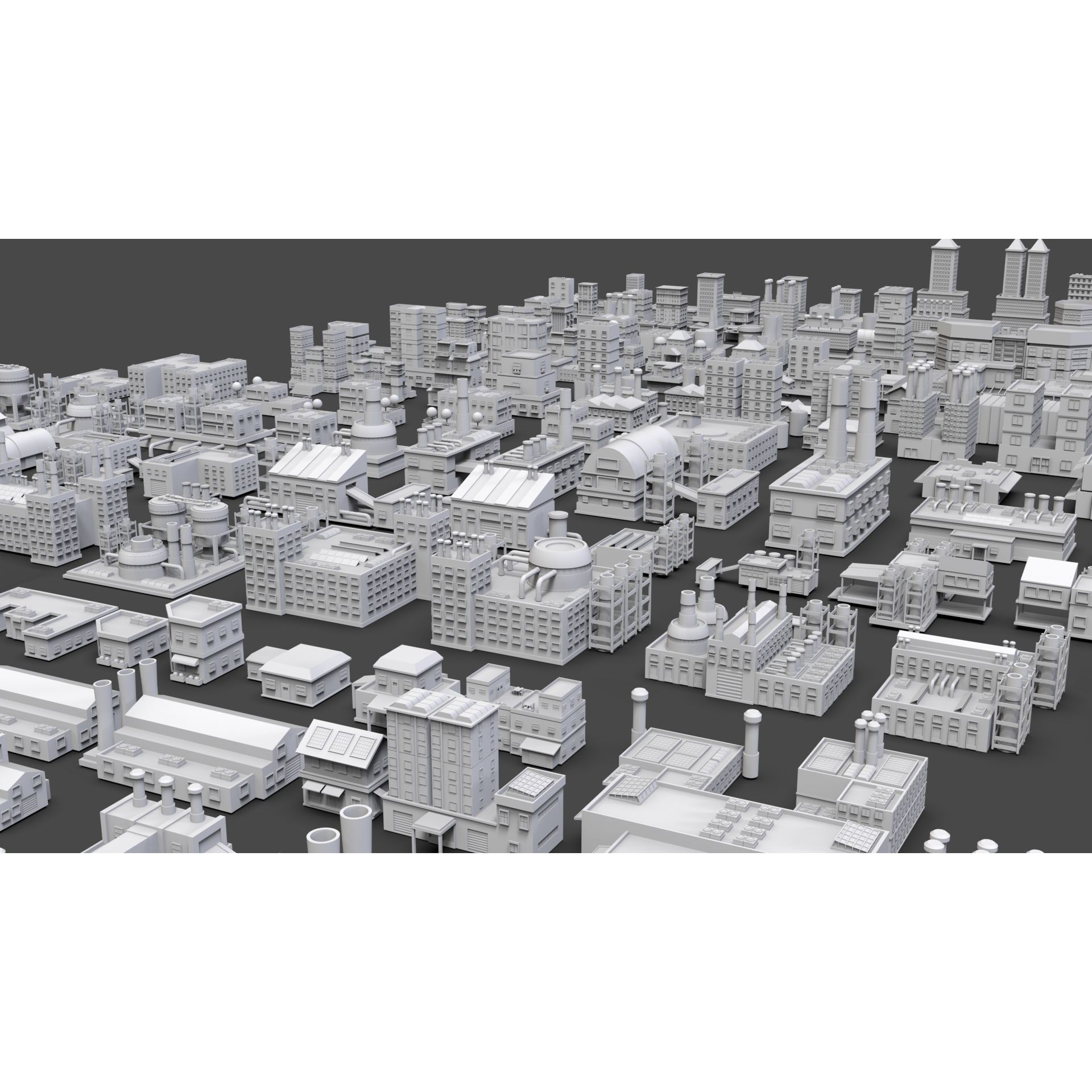 Low Poly City Buildings Pack - Low-Poly Game-Ready 3D Model - View 5