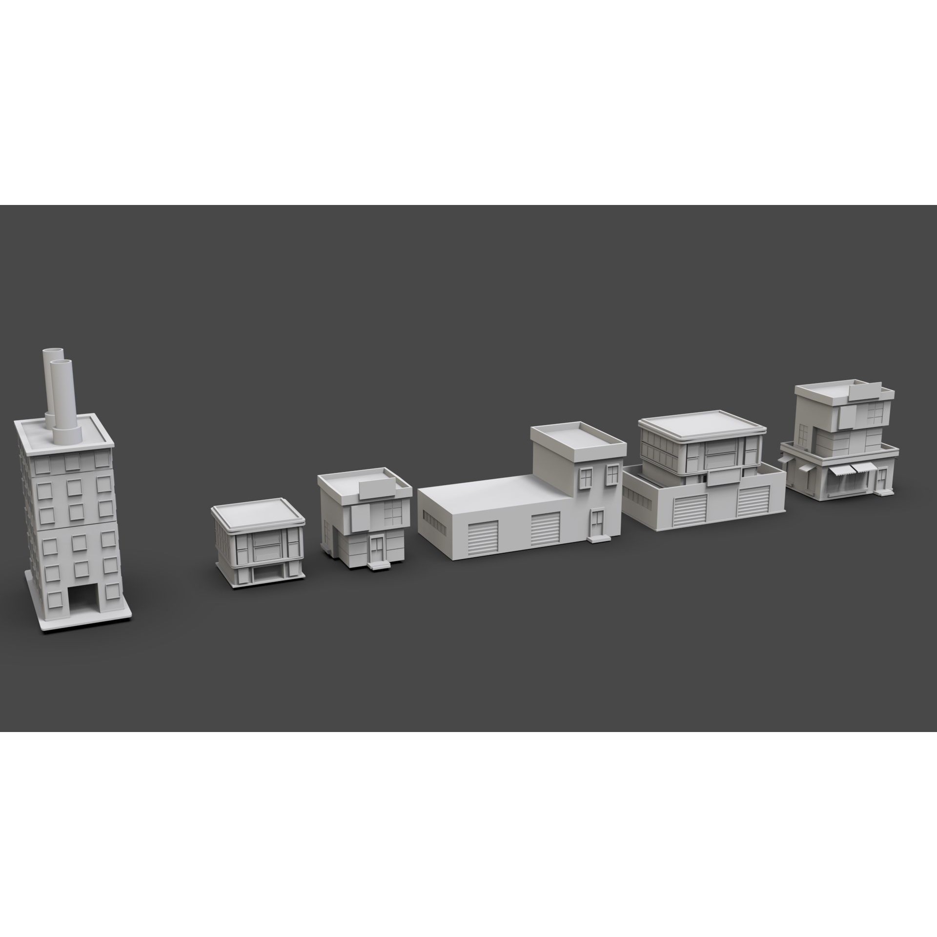 Low Poly City Buildings Pack - Low-Poly Game-Ready 3D Model - View 52
