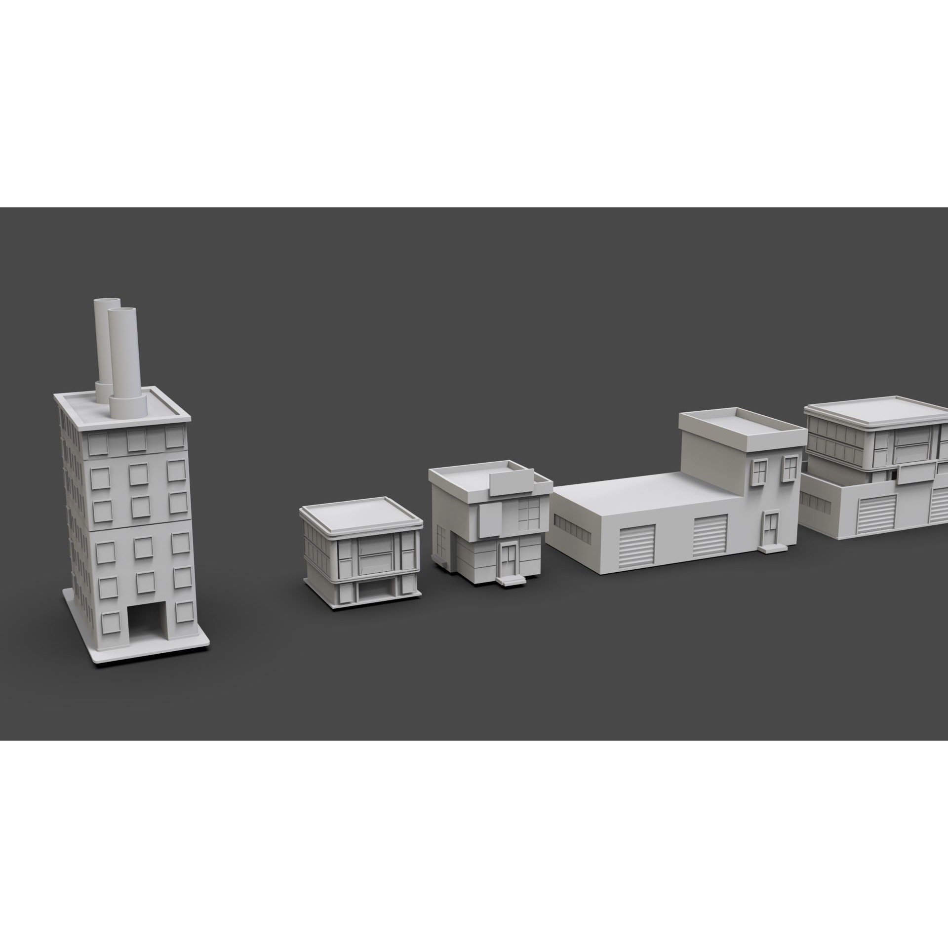 Low Poly City Buildings Pack - Low-Poly Game-Ready 3D Model - View 53