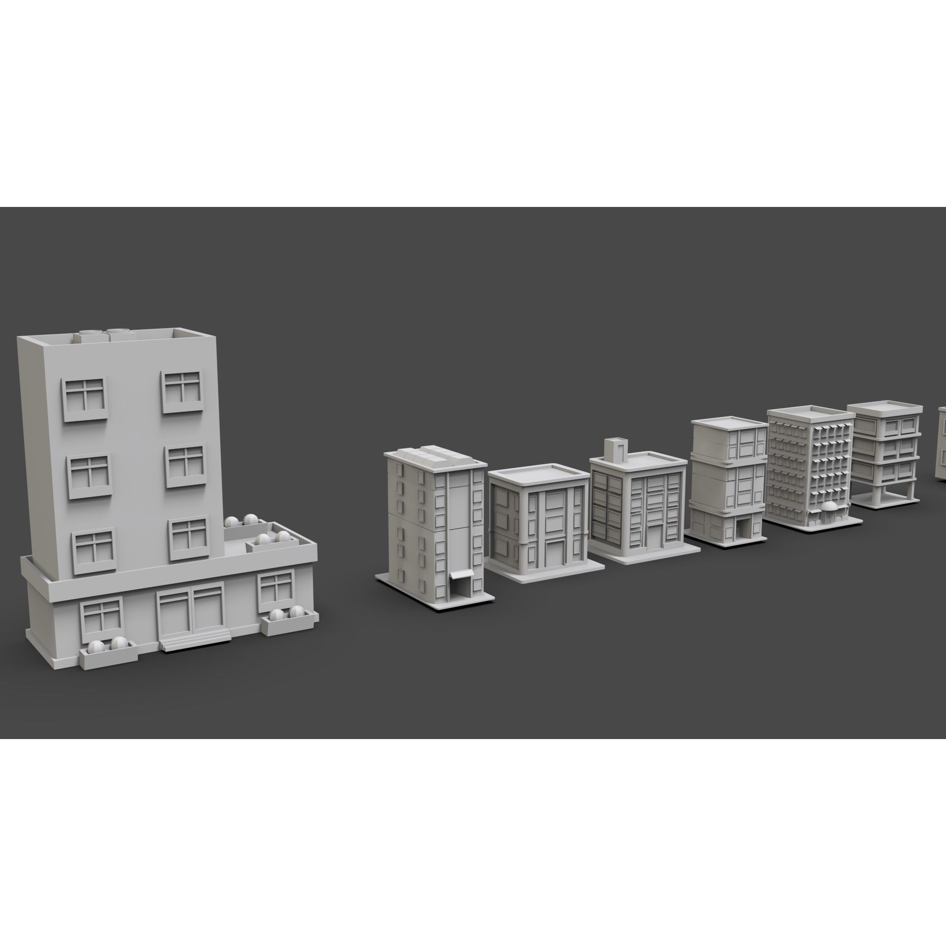 Low Poly City Buildings Pack - Low-Poly Game-Ready 3D Model - View 56