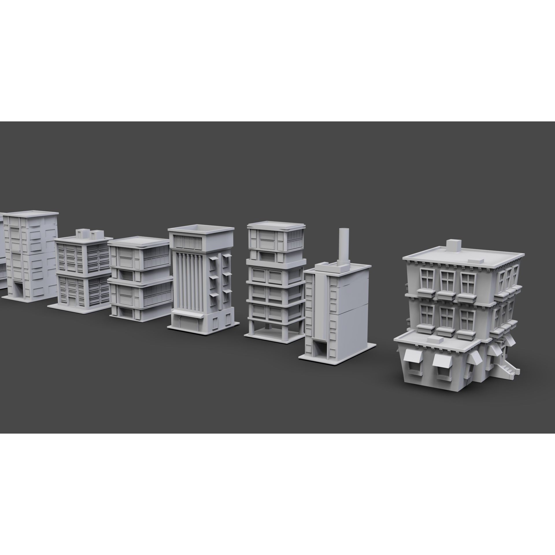 Low Poly City Buildings Pack - Low-Poly Game-Ready 3D Model - View 59