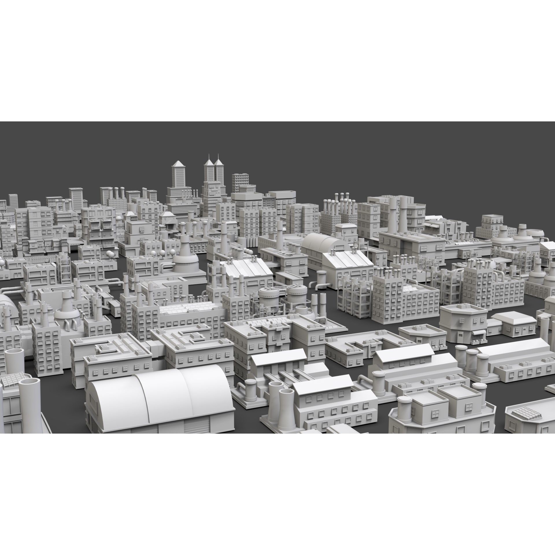 Low Poly City Buildings Pack - Low-Poly Game-Ready 3D Model - View 6