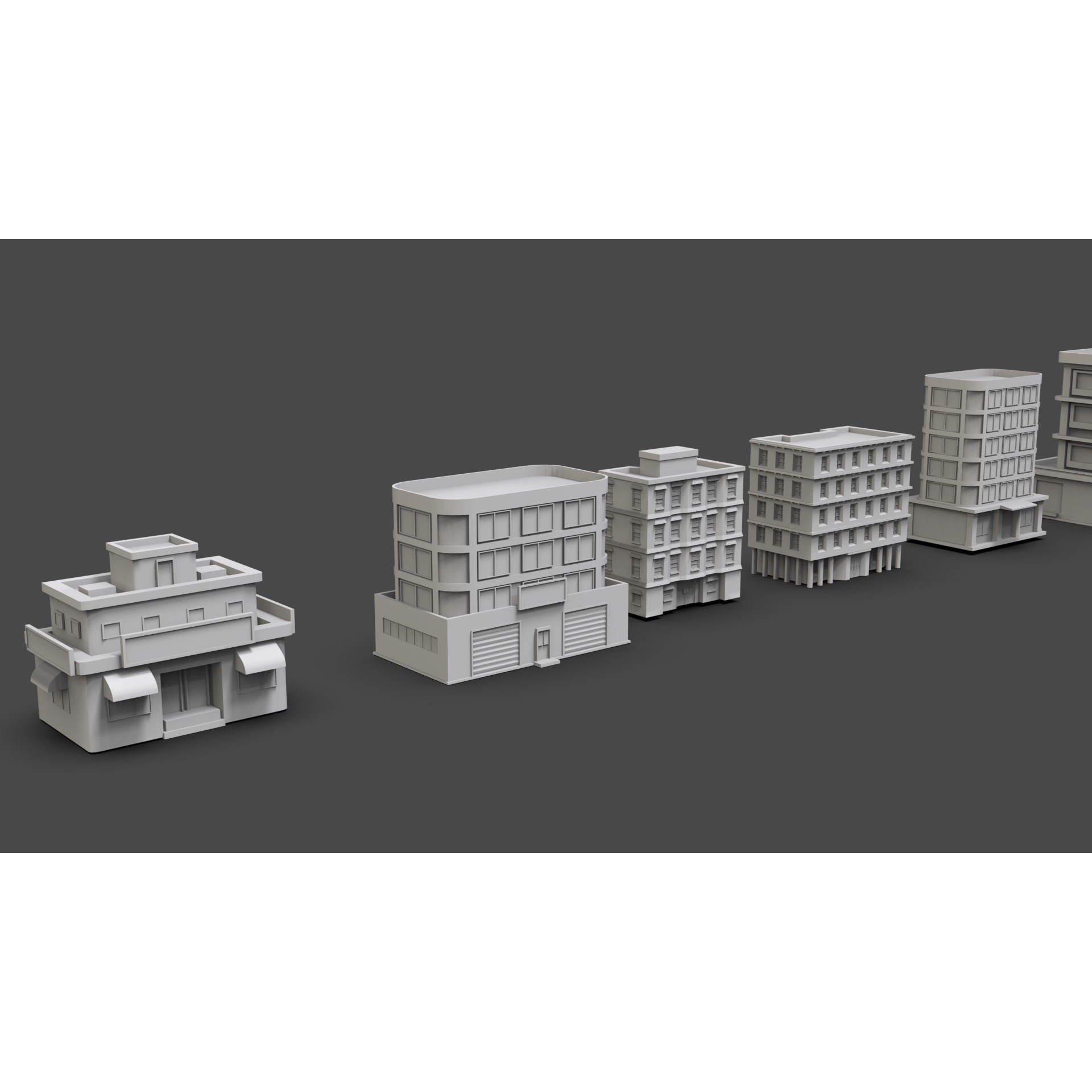 Low Poly City Buildings Pack - Low-Poly Game-Ready 3D Model - View 61