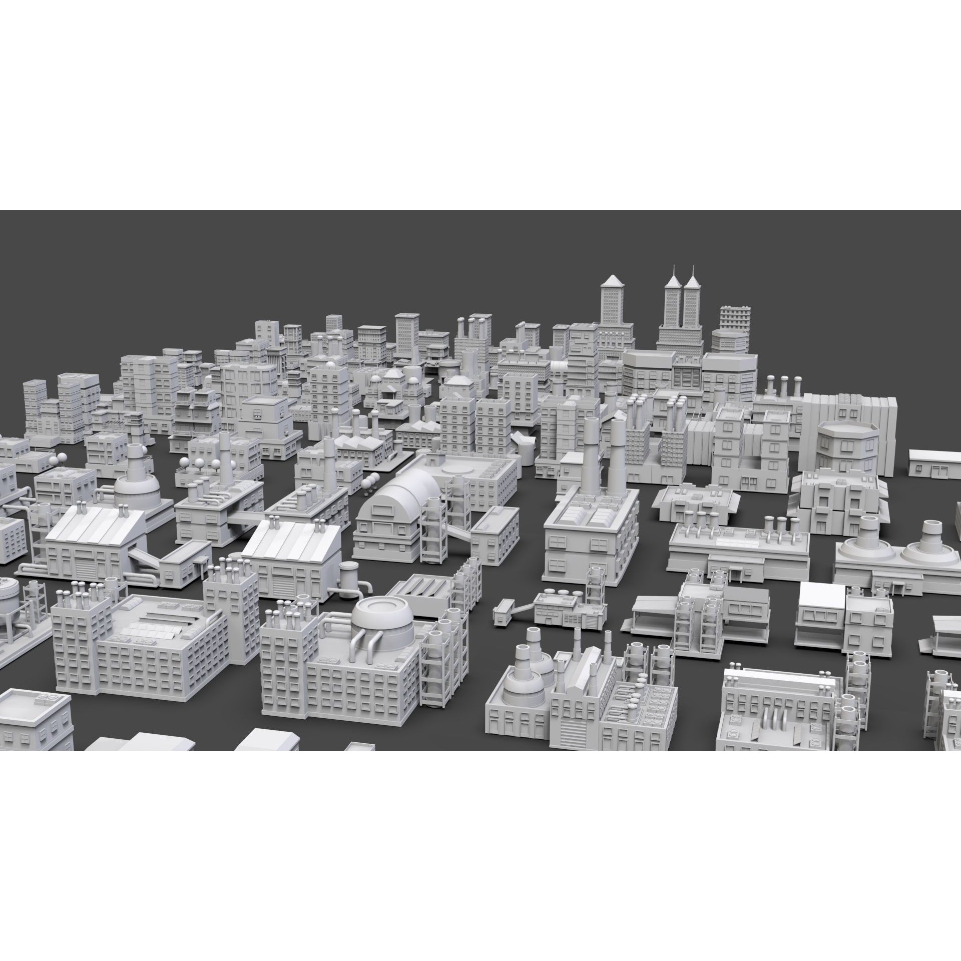 Low Poly City Buildings Pack - Low-Poly Game-Ready 3D Model - View 8